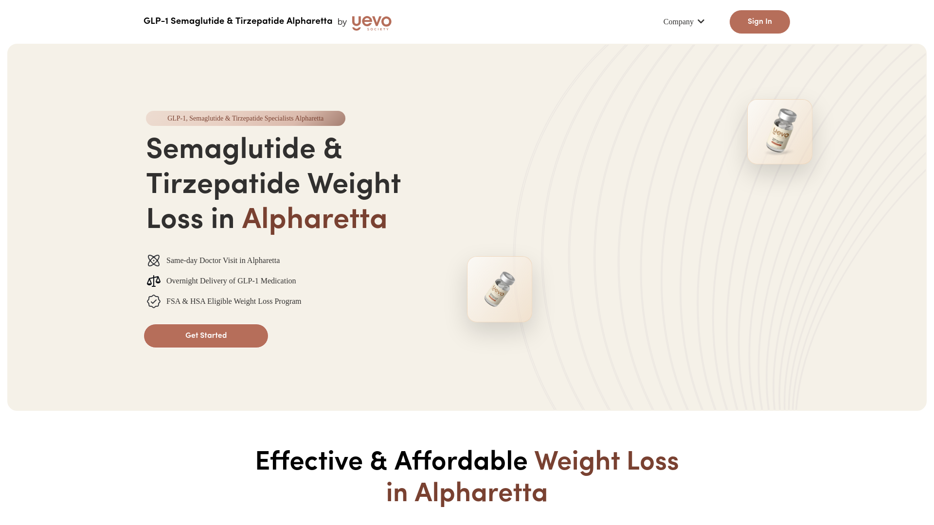 website screenshot of https://yevoweightlossalpharetta.com/
