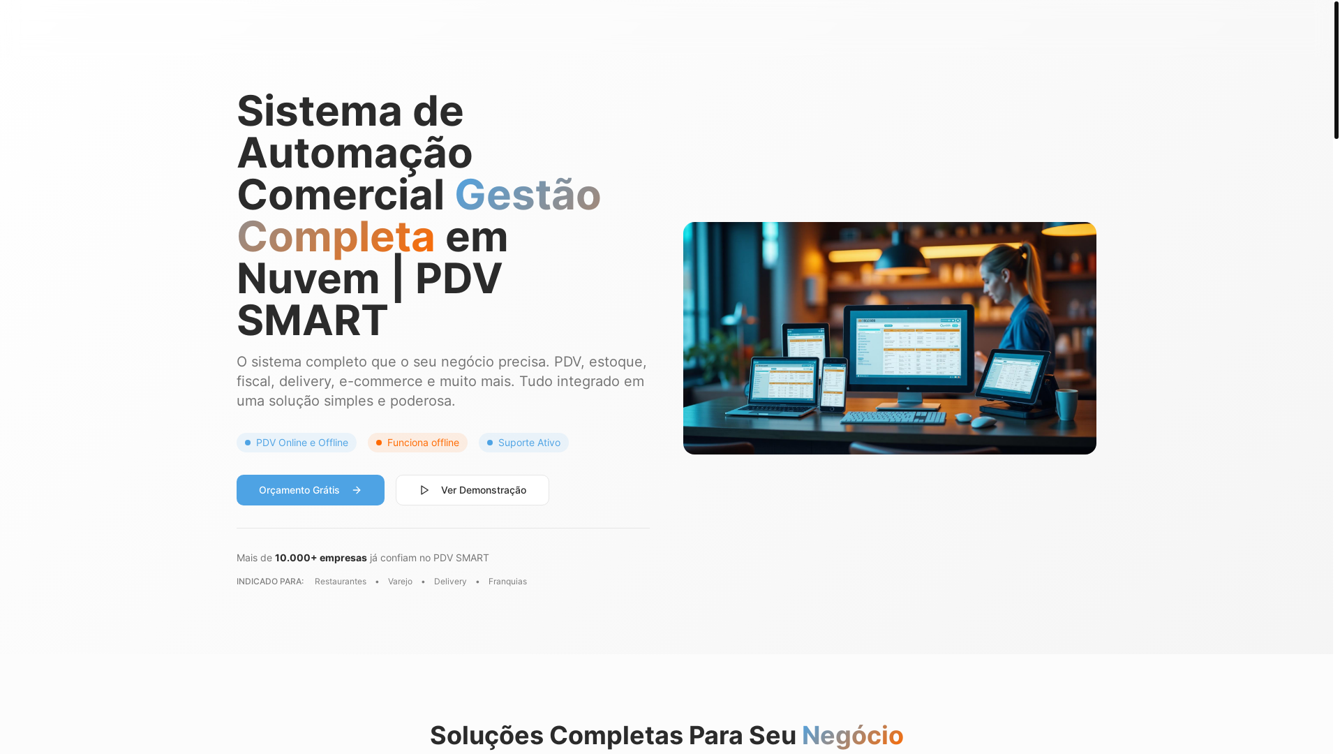 website screenshot of https://pdvsmartautomacaocomercial.com.br/