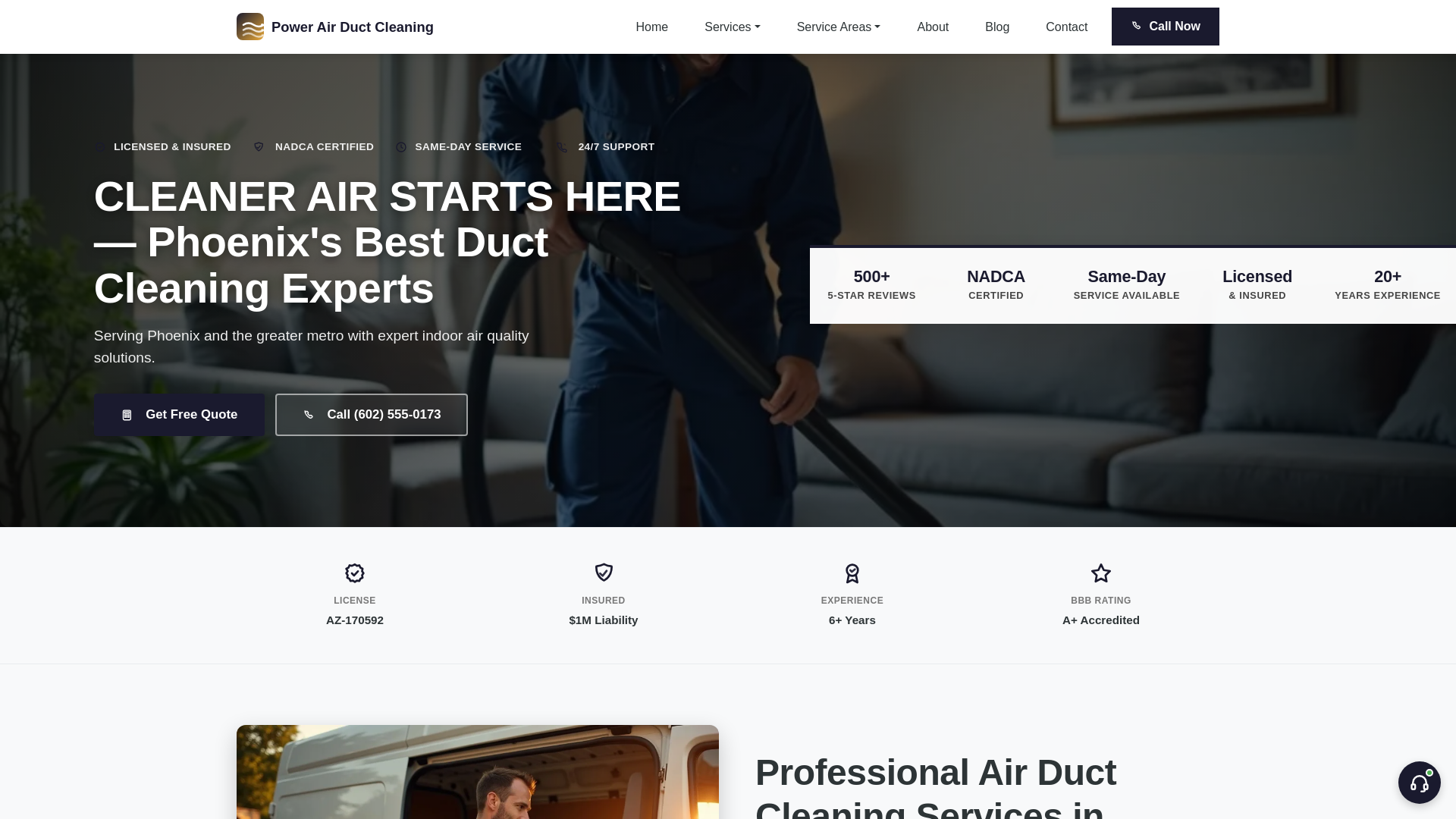 website screenshot of https://powerairductcleaning-com.pages.dev/