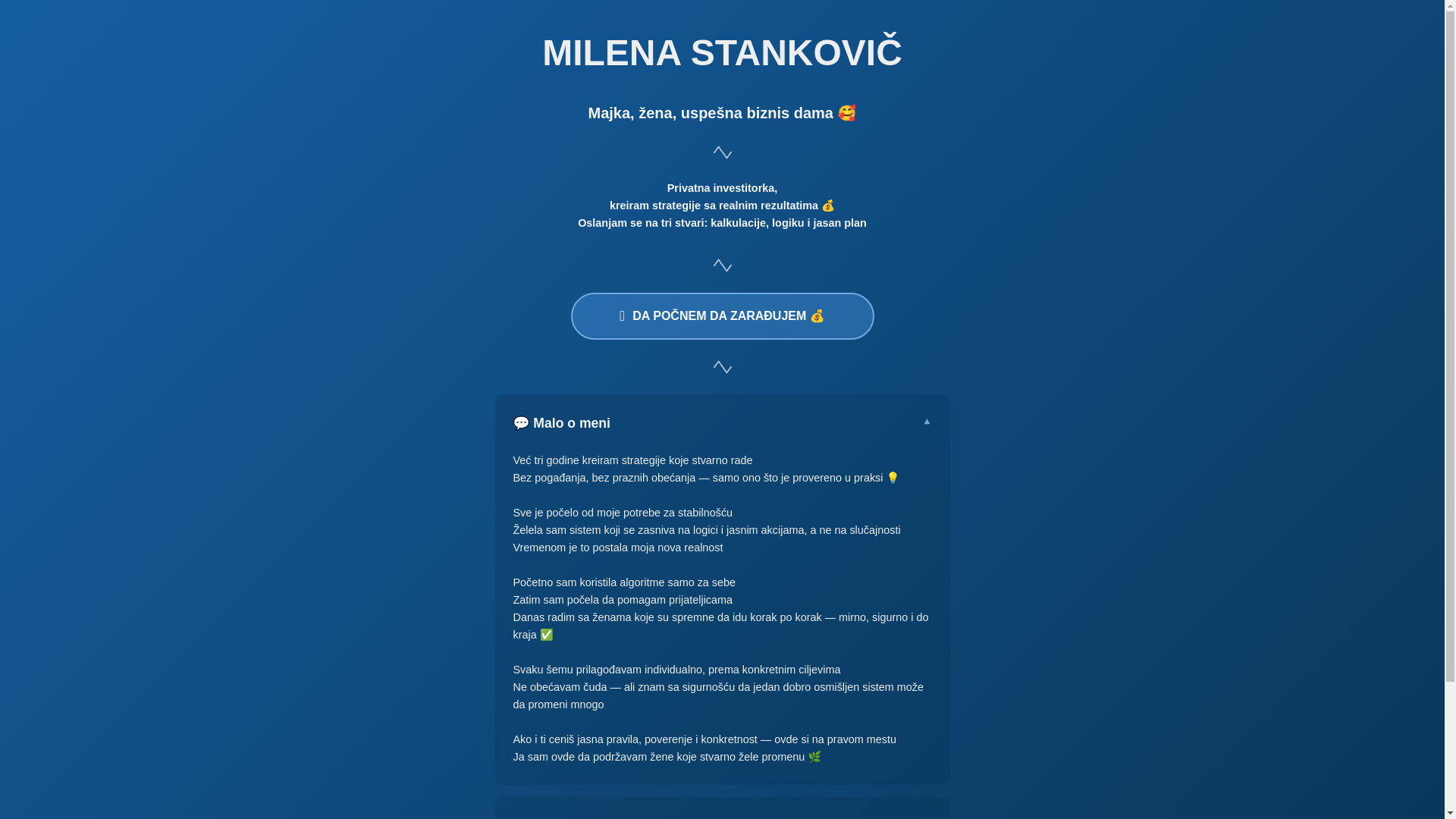 website screenshot of https://milenastankovic.site/