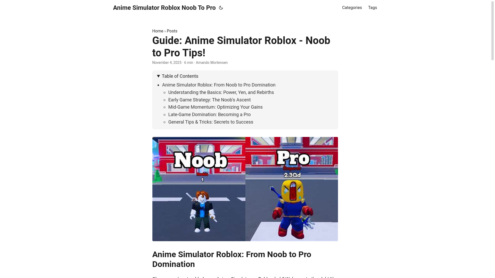 website screenshot of https://anime-simulator-roblox-noob-to-pro.pages.dev/