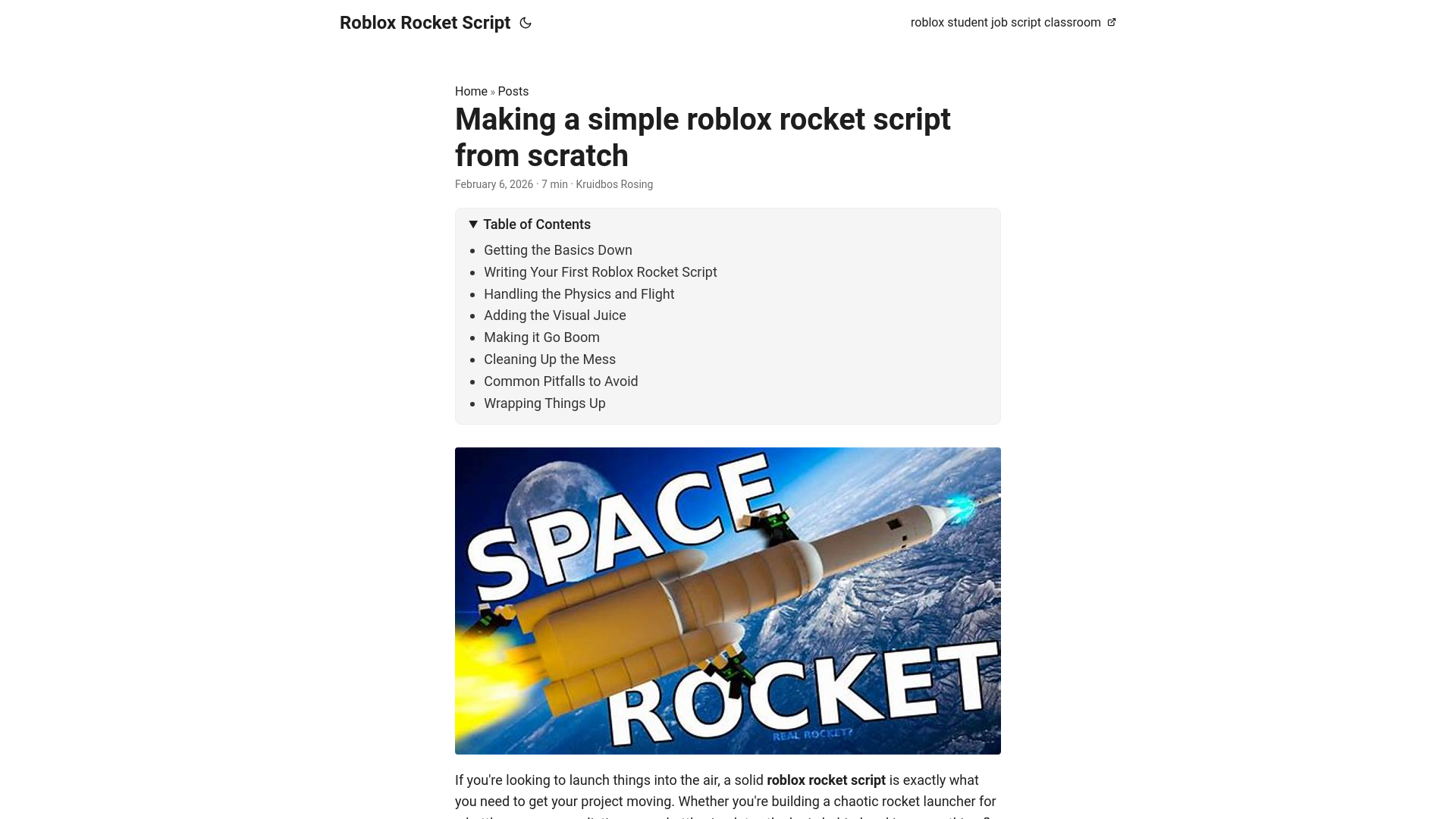 website screenshot of https://roblox-rocket-script.pages.dev/