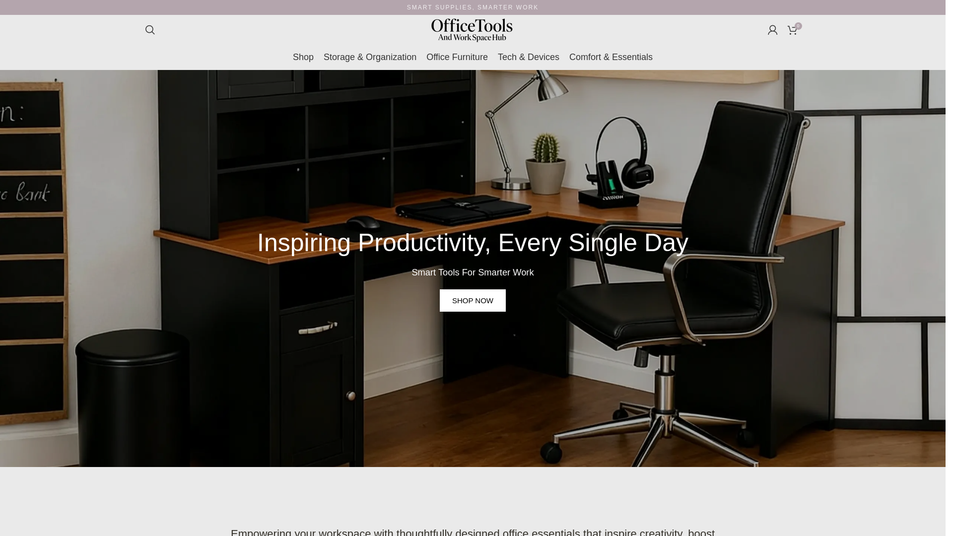 website screenshot of https://officetoolsandworkspacehub.com/