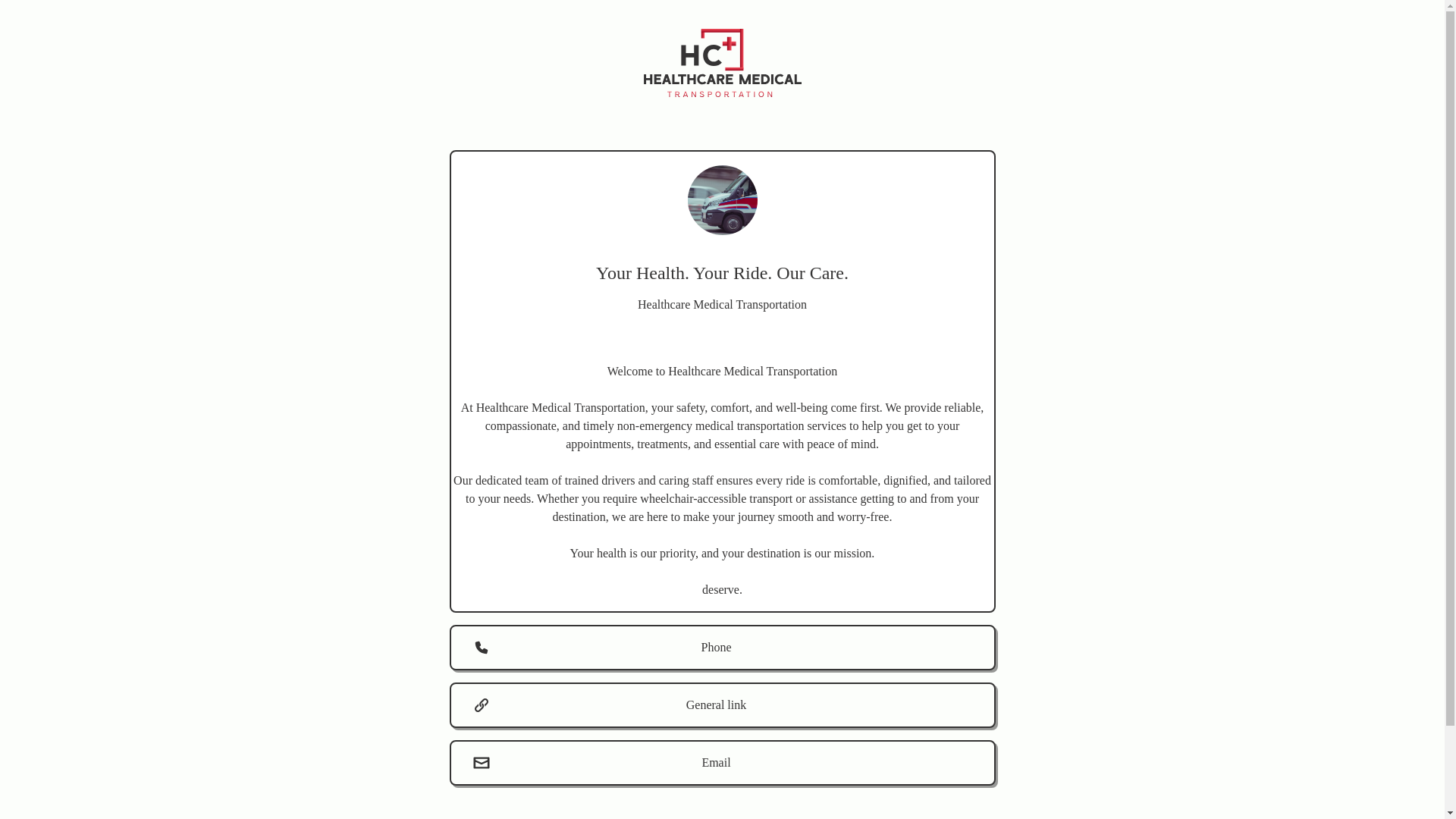 website screenshot of https://healthcaremedicaltransportation.org/