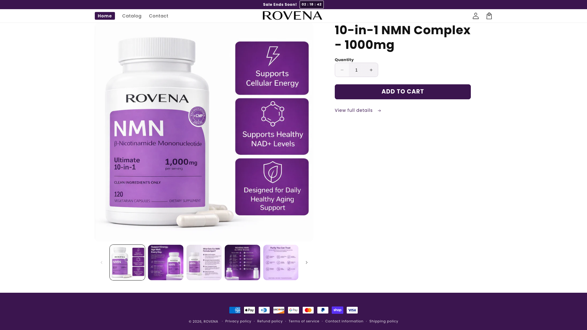 website screenshot of https://tryrovena.com/