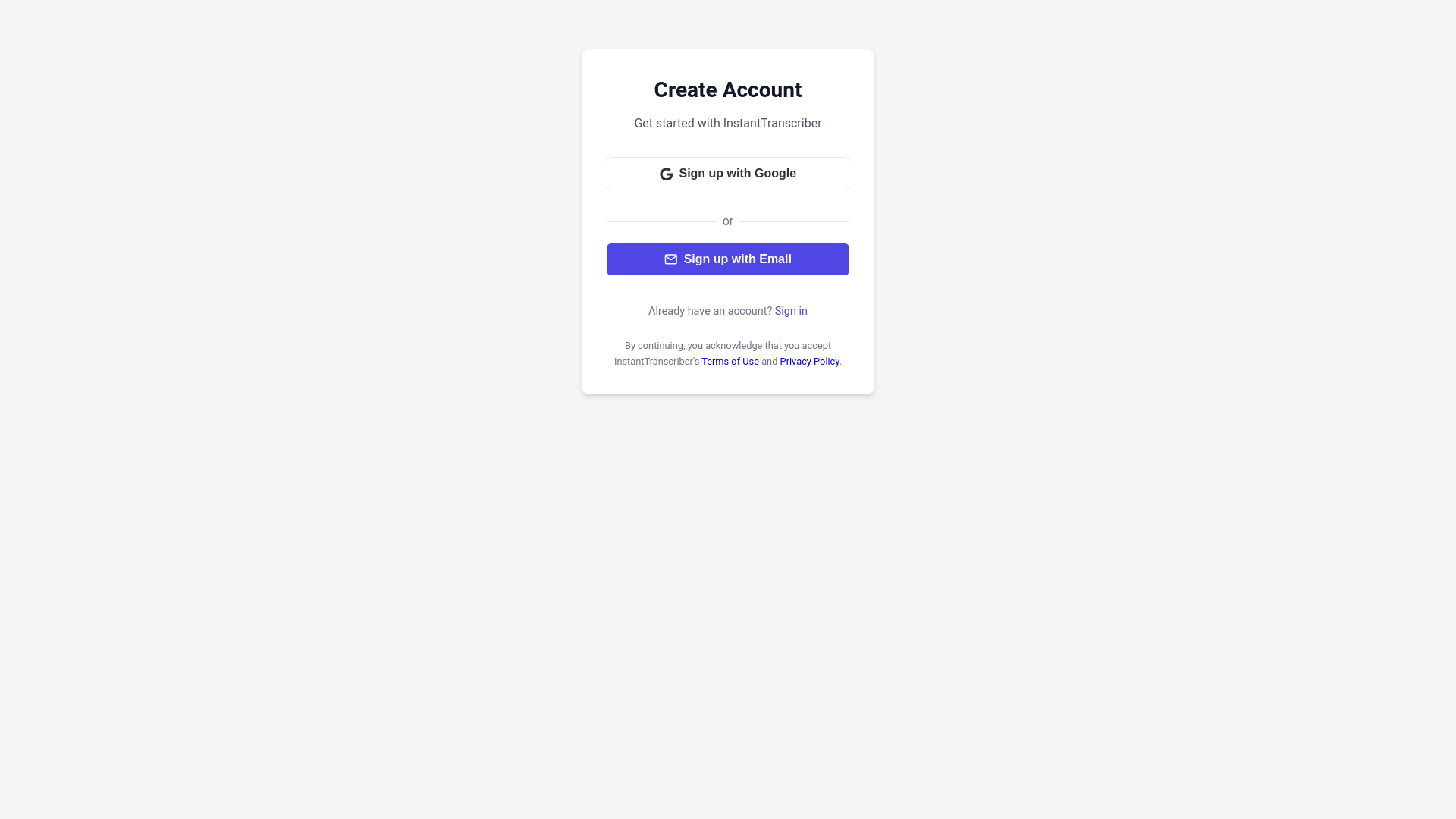 website screenshot of https://instanttranscriber-app-test.pages.dev/