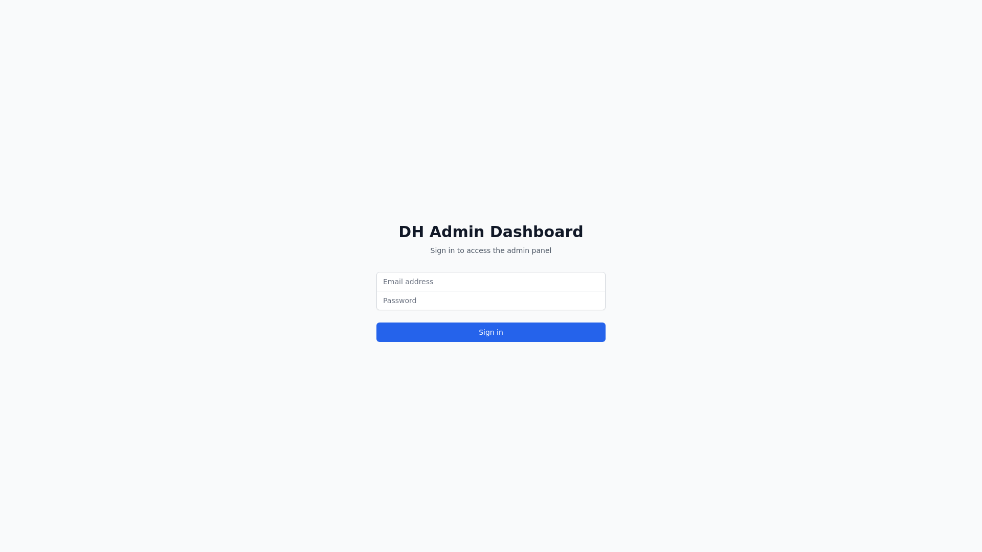 website screenshot of https://dh-admin-dashboard.pages.dev/