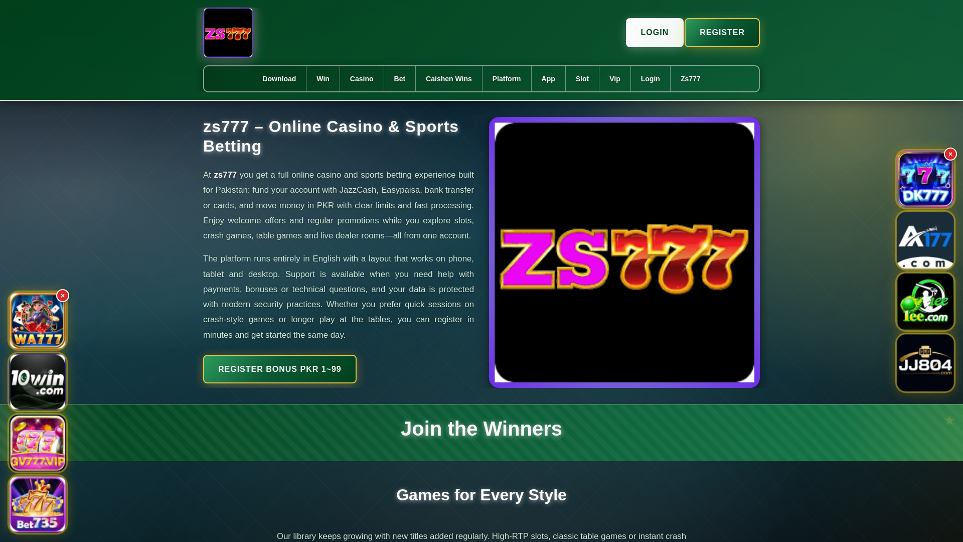 website screenshot of https://zs777salam.com/