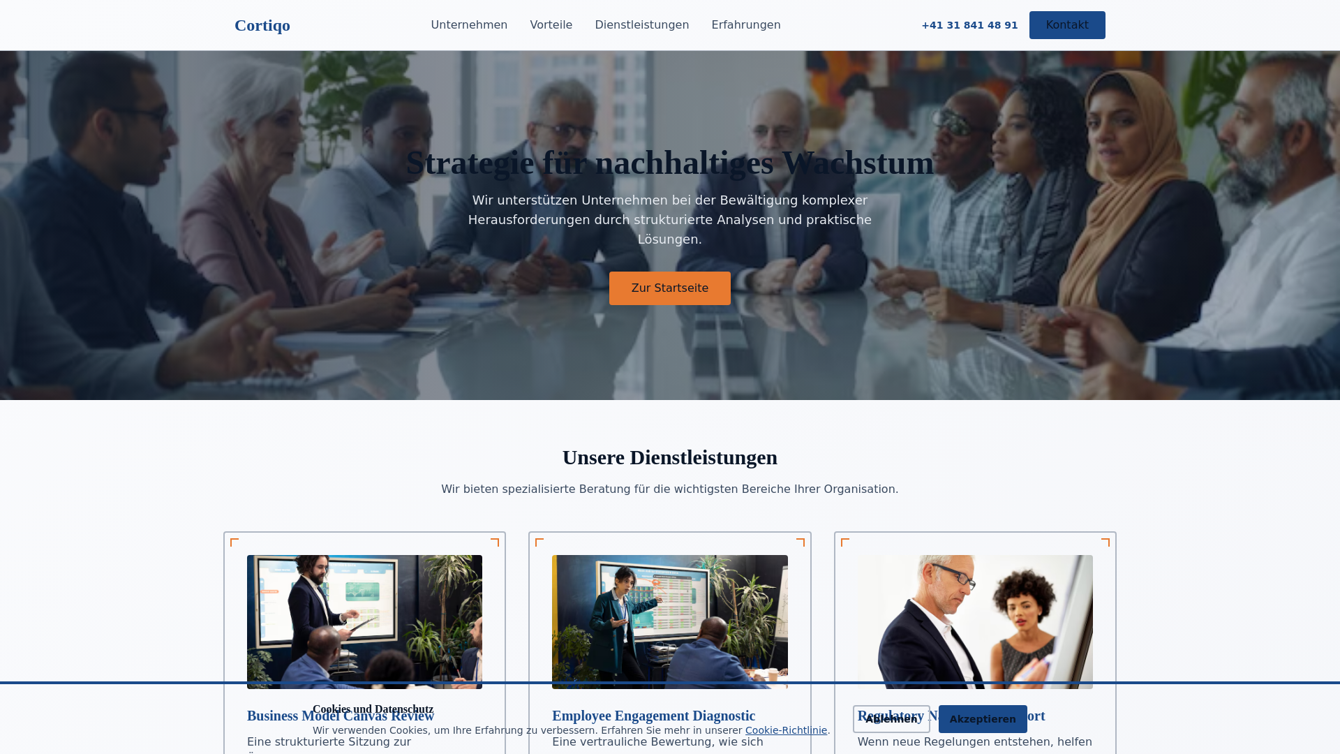 website screenshot of https://cortiqo.biz/