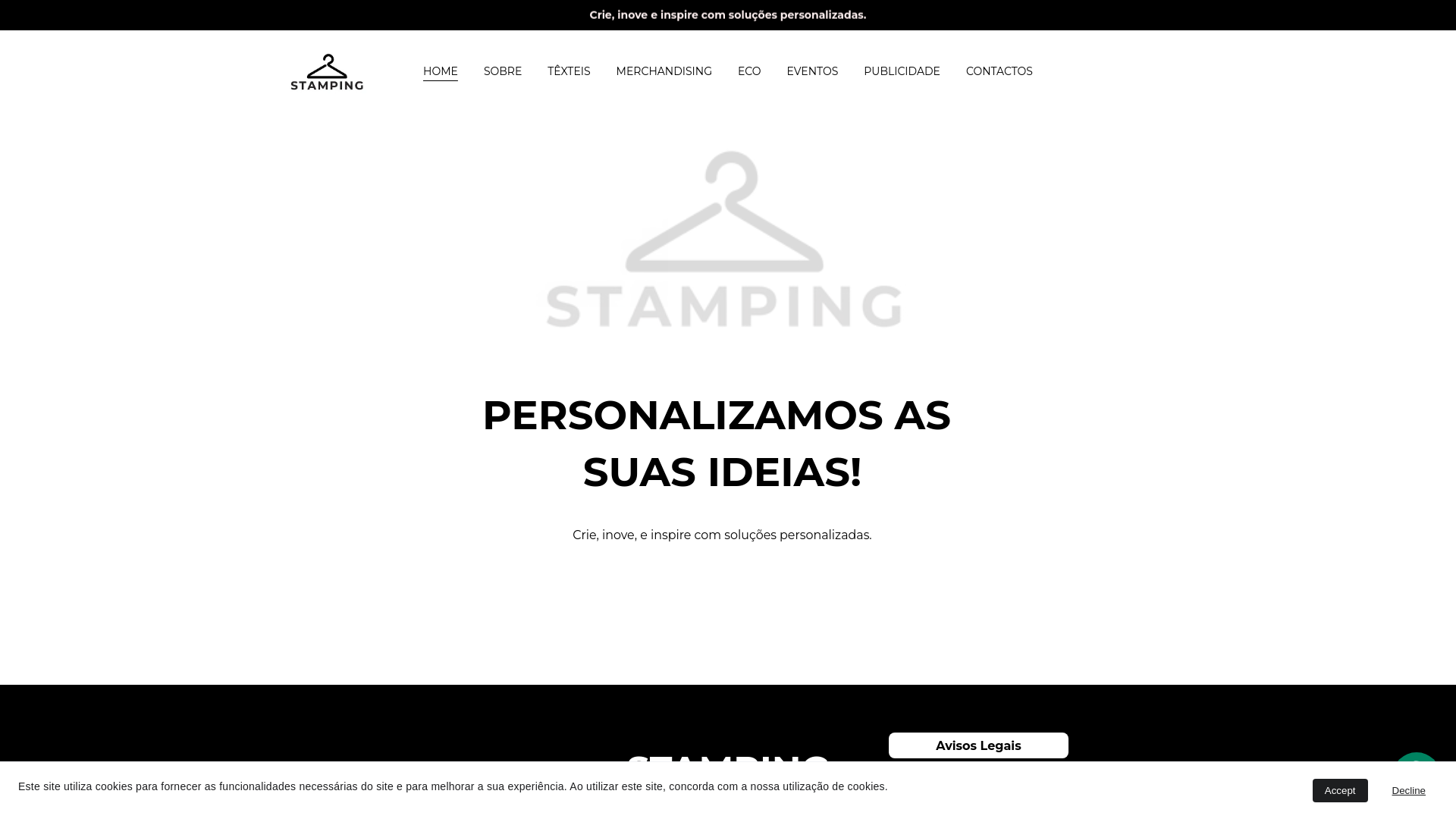 website screenshot of https://stamping.pt