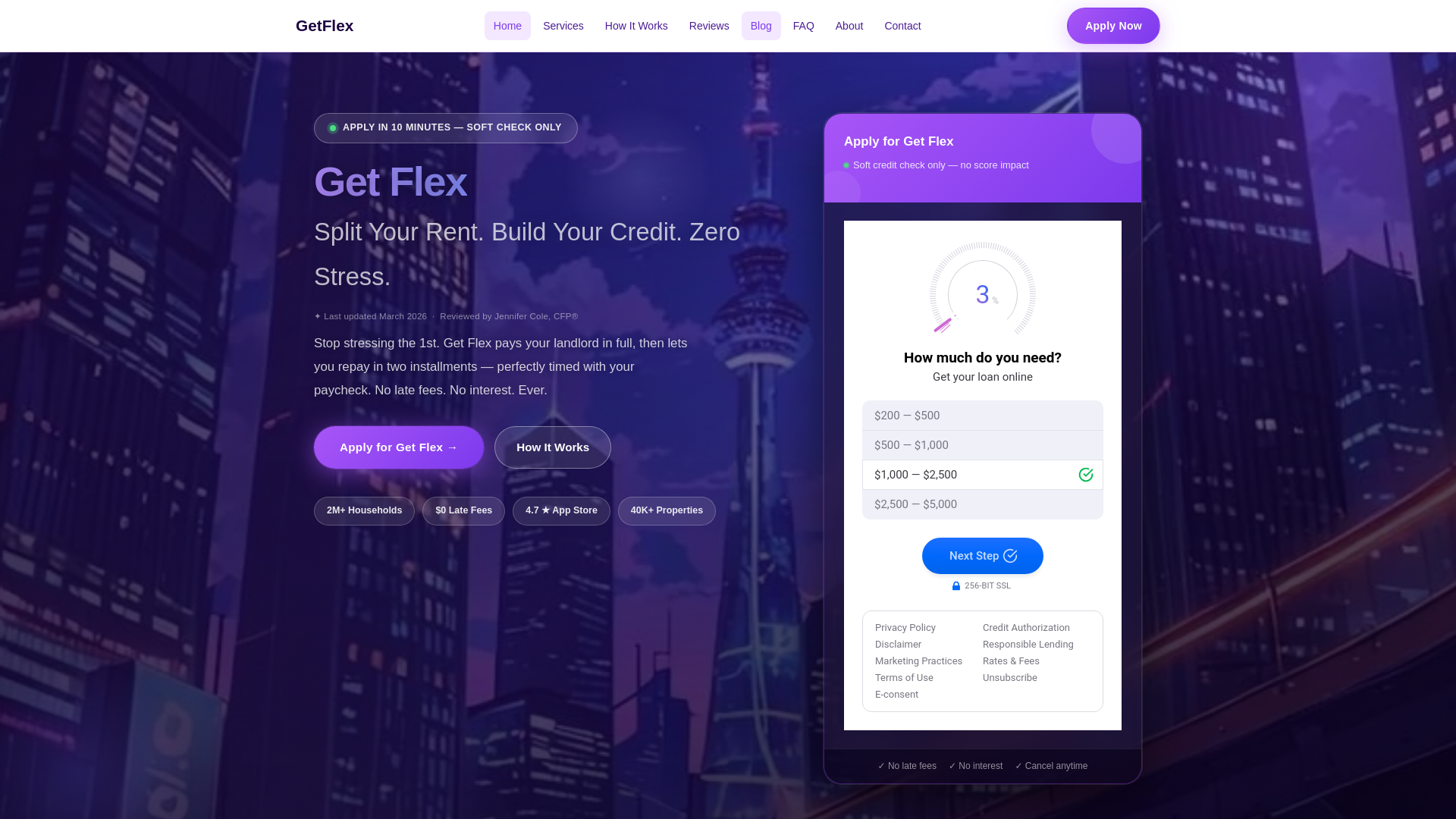 website screenshot of https://getflexapply.com/