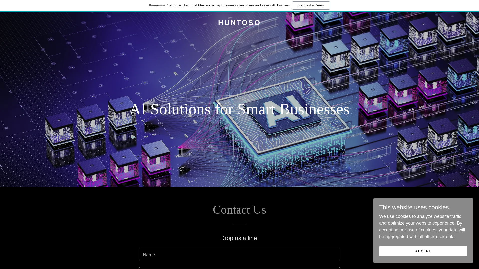 website screenshot of https://huntoso.ai/
