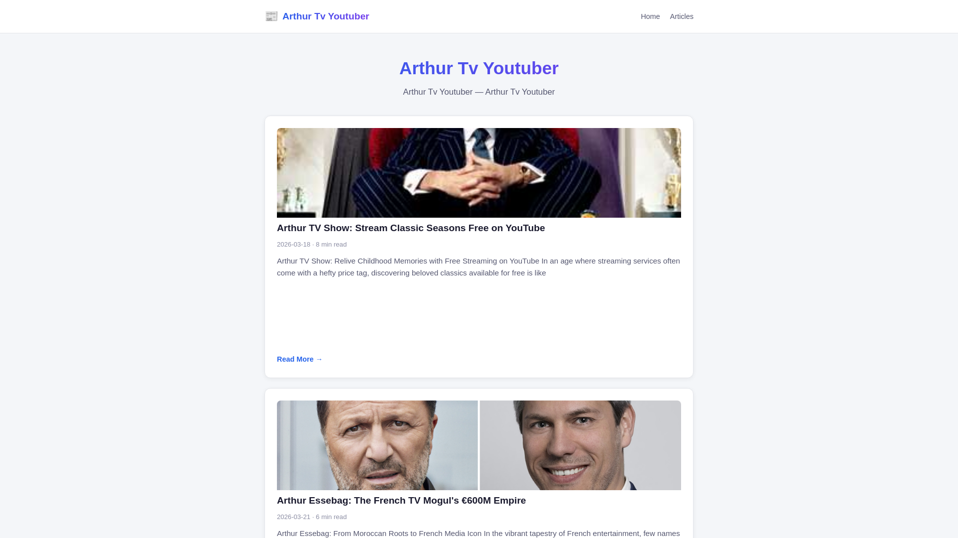 website screenshot of https://arthur-tv-youtuber.pages.dev/