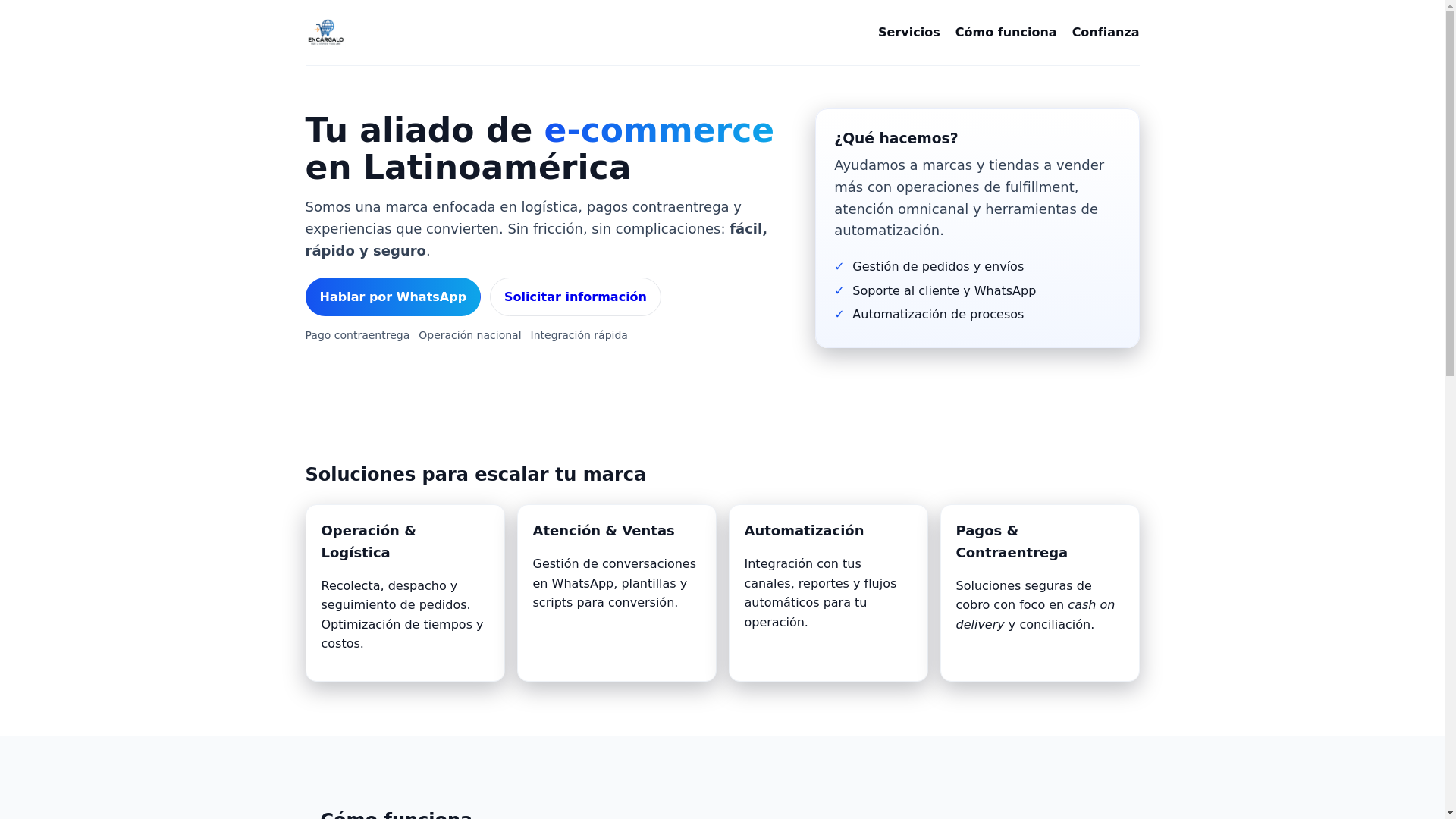 website screenshot of https://encargalo.pages.dev/
