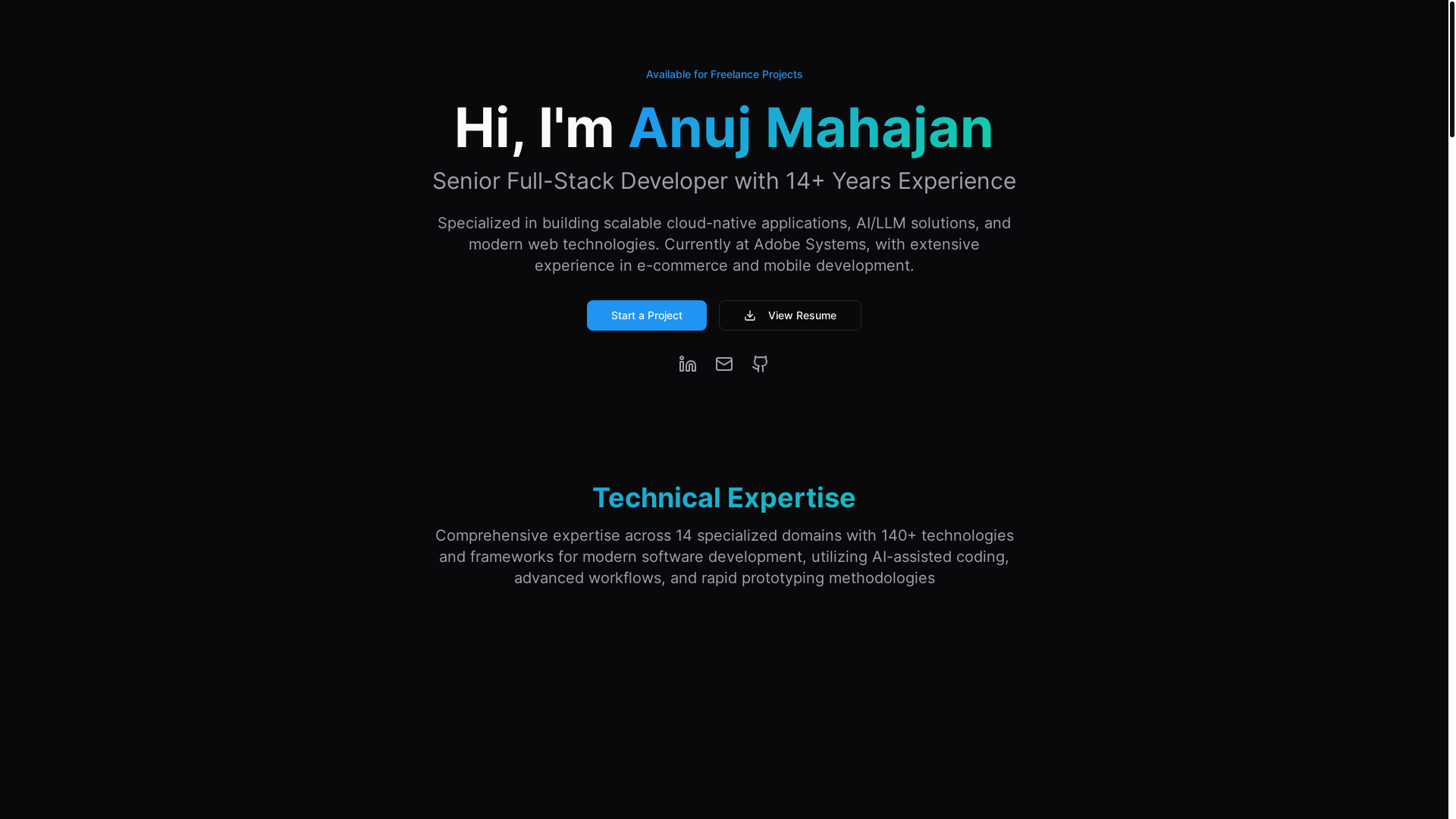 website screenshot of https://anujmahajan.dev/