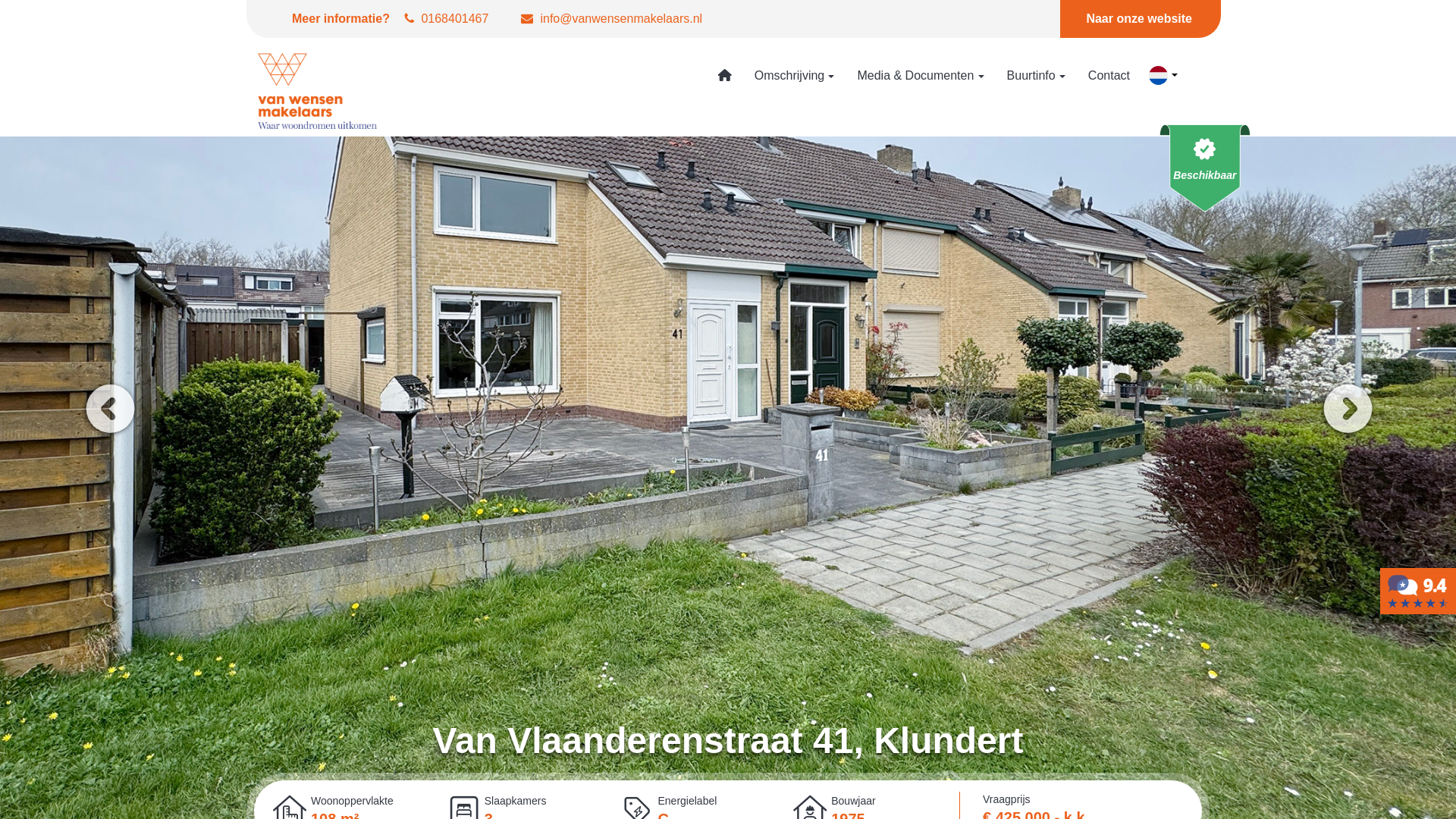website screenshot of https://vanvlaanderenstraat41.nl