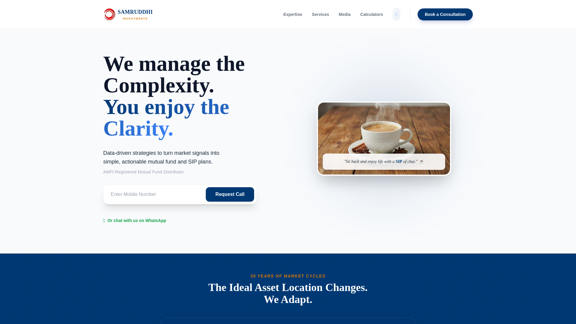 website screenshot of https://samruddhiinvestments.co.in