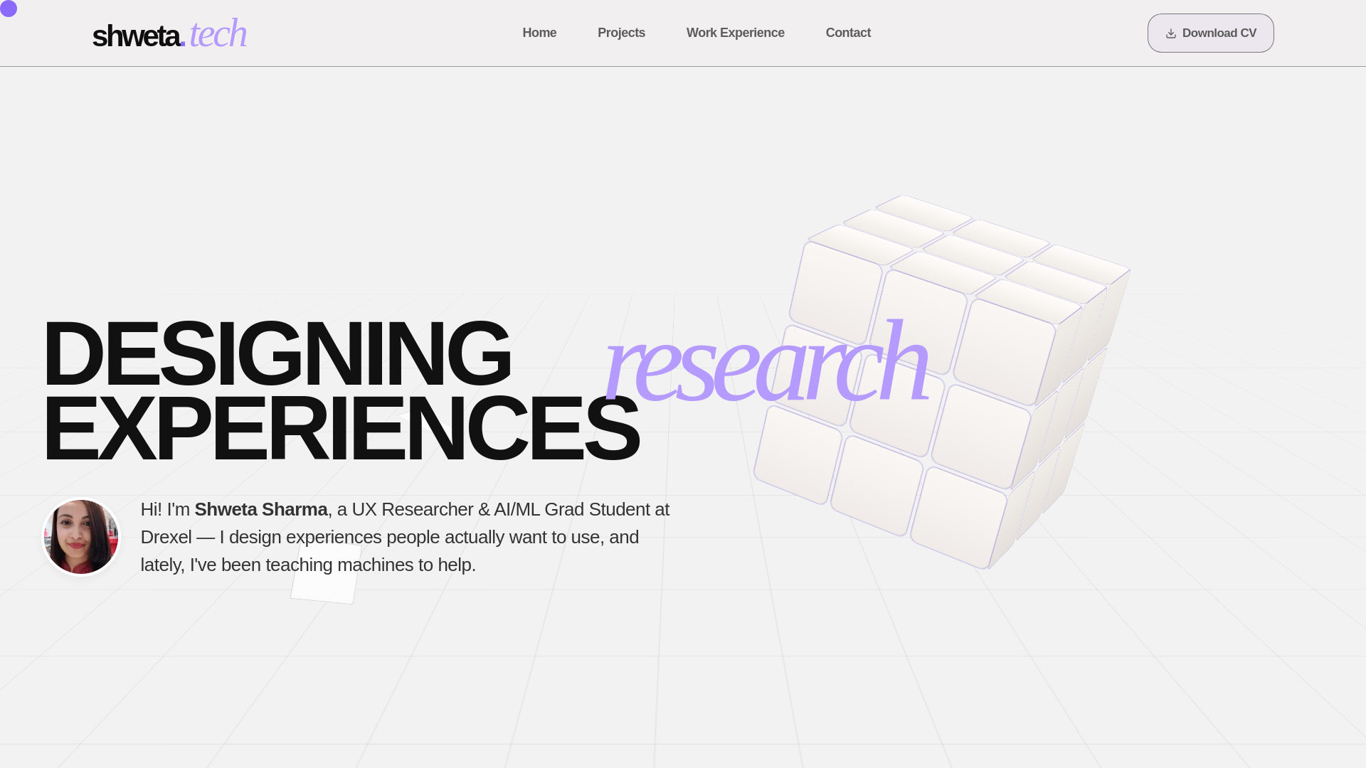 website screenshot of https://shwetasharma.tech