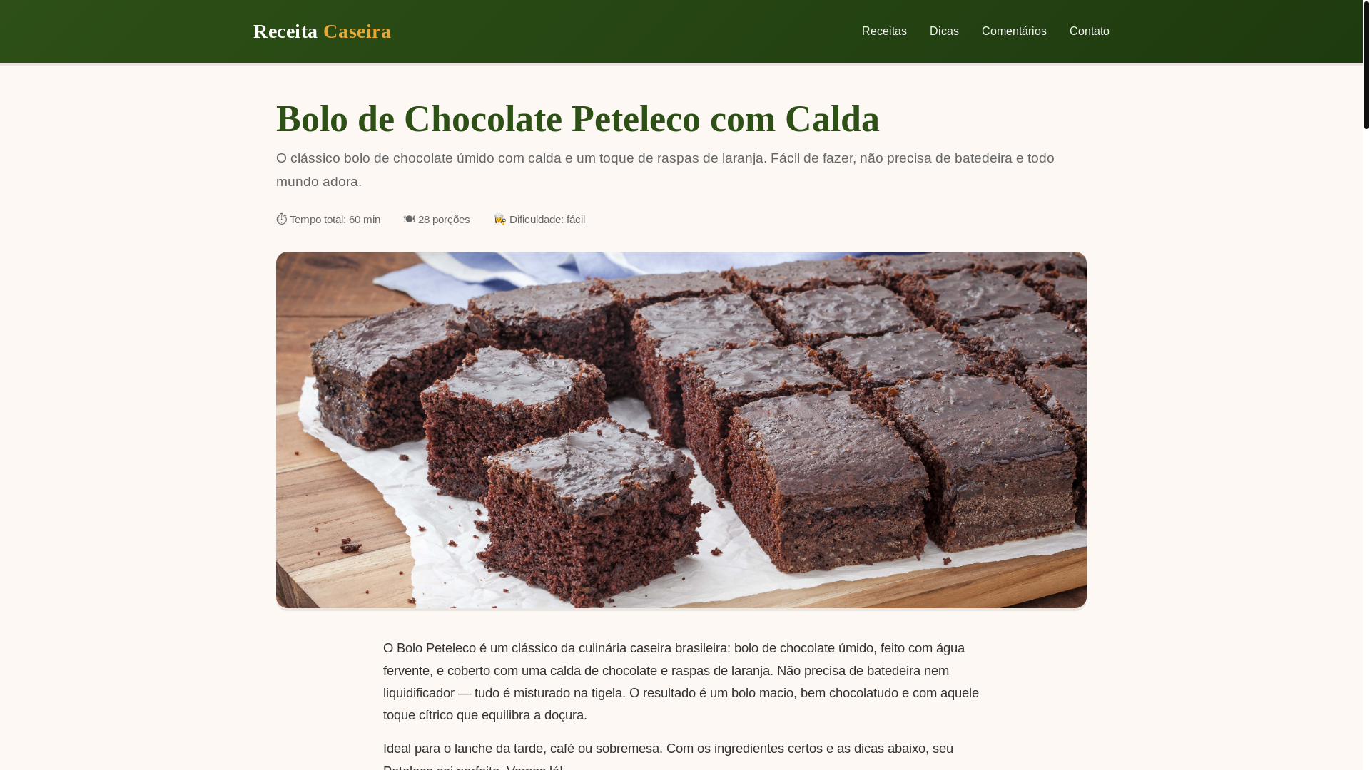 website screenshot of https://receita-caseira1.shop/