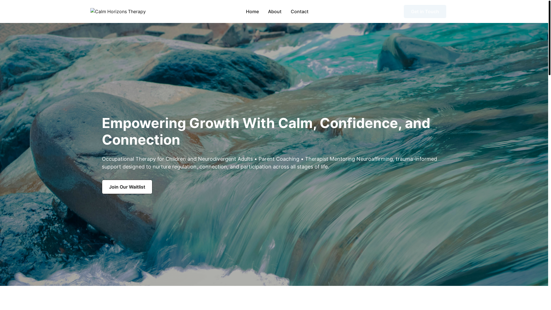 website screenshot of https://calmhorizonstherapy.com.au/