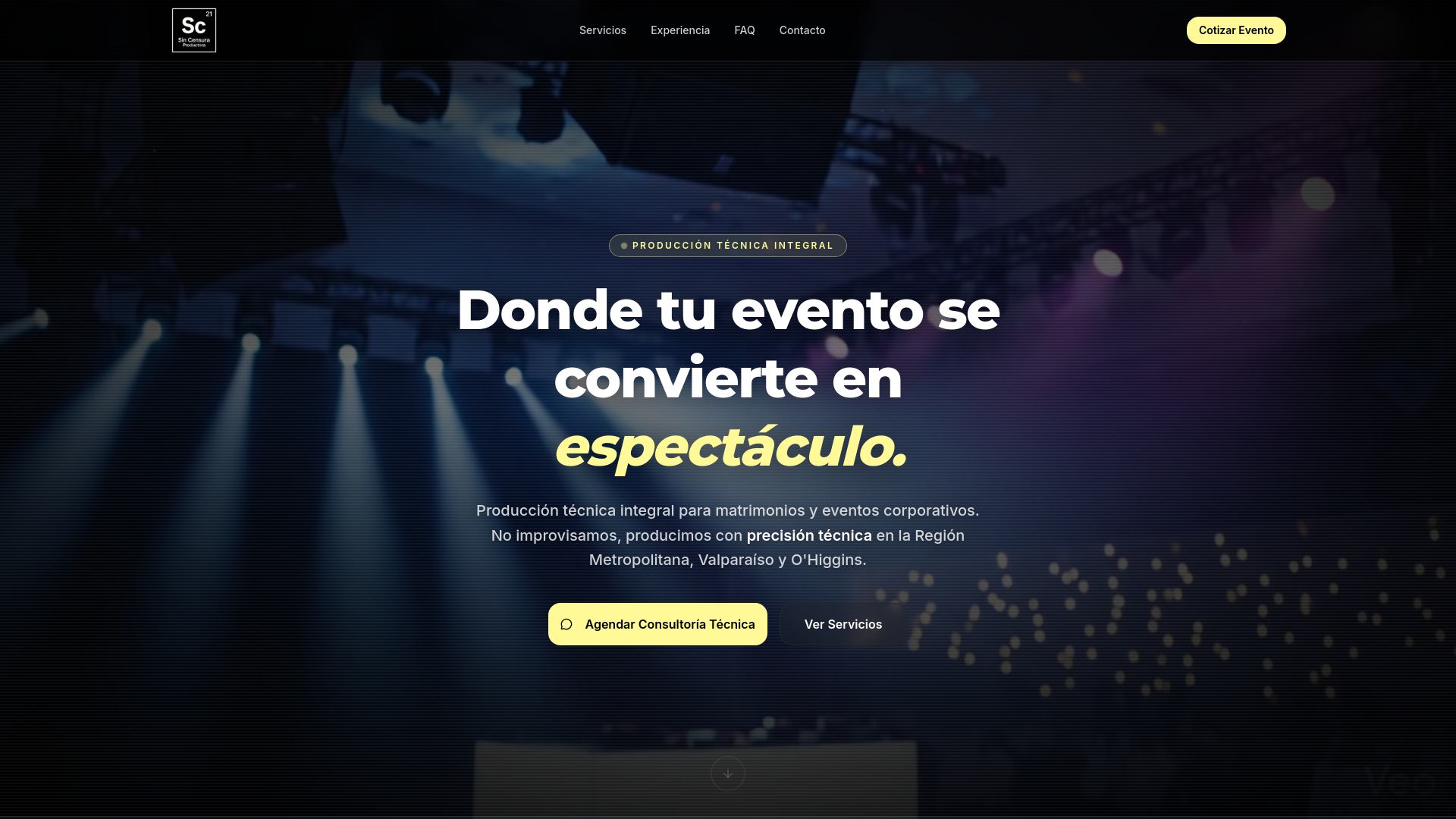 website screenshot of https://sincensuraproducciones.cl