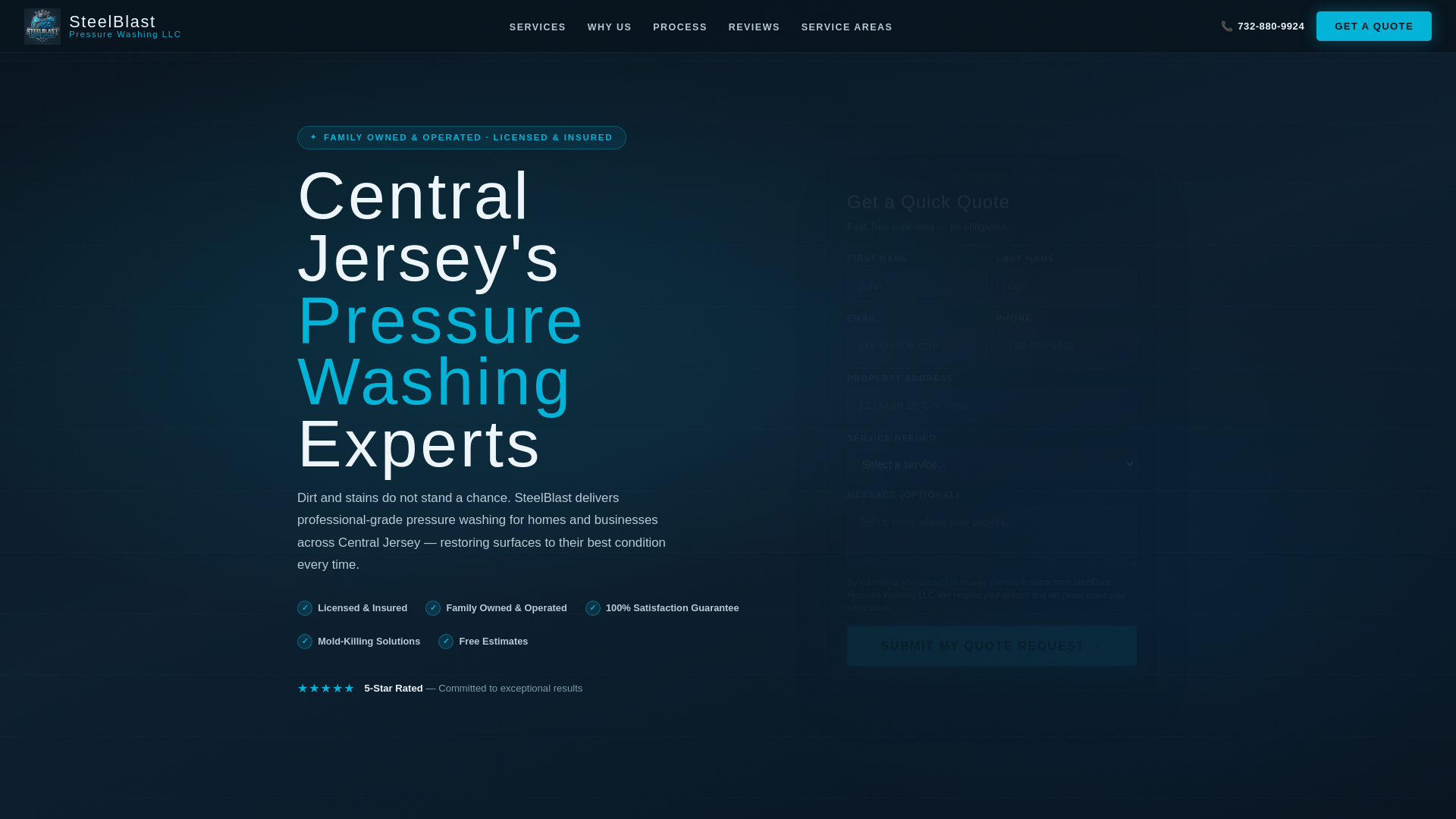 website screenshot of https://steelblastpw.com/