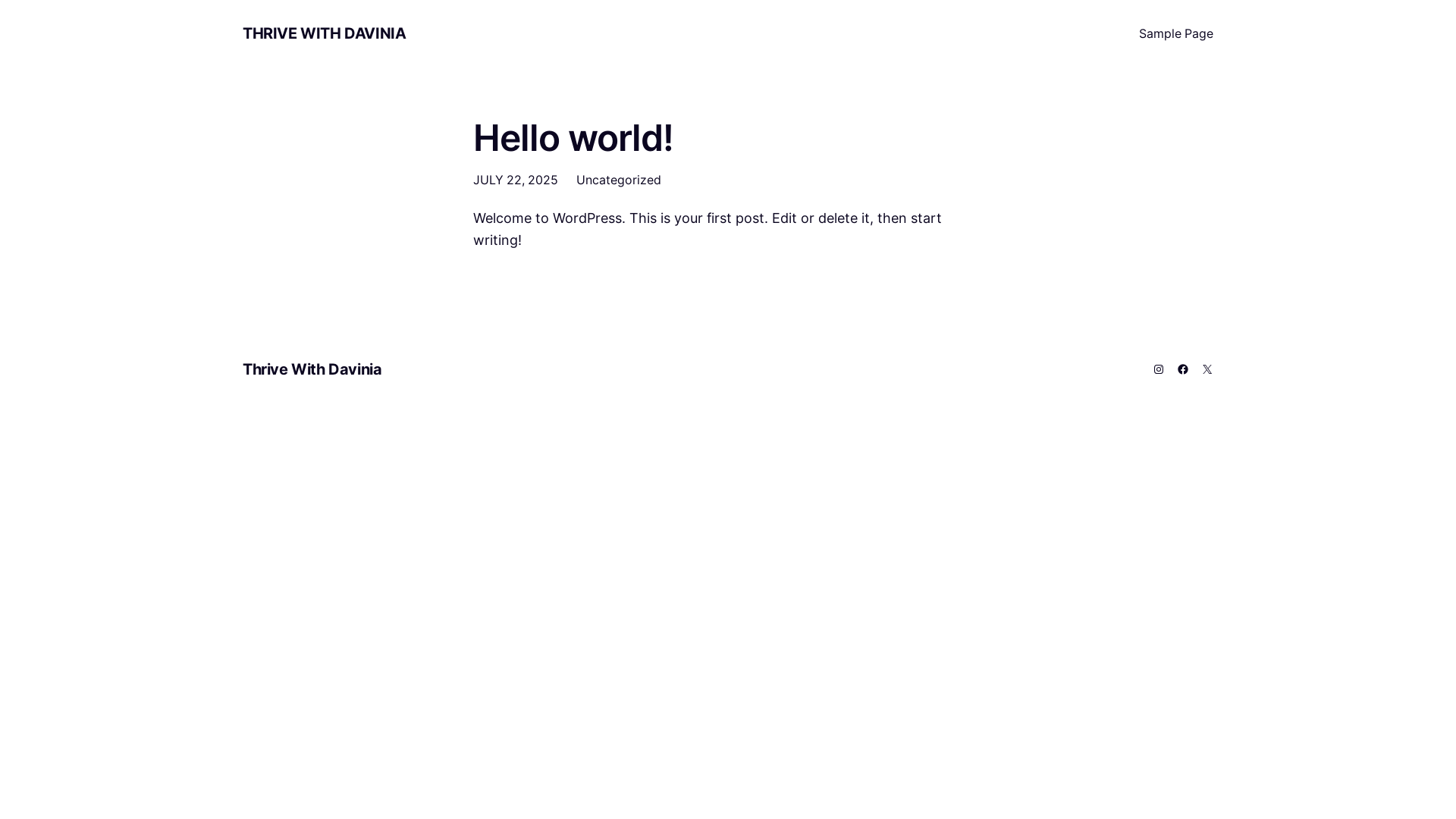 website screenshot of https://thrivewithdavinia.com/