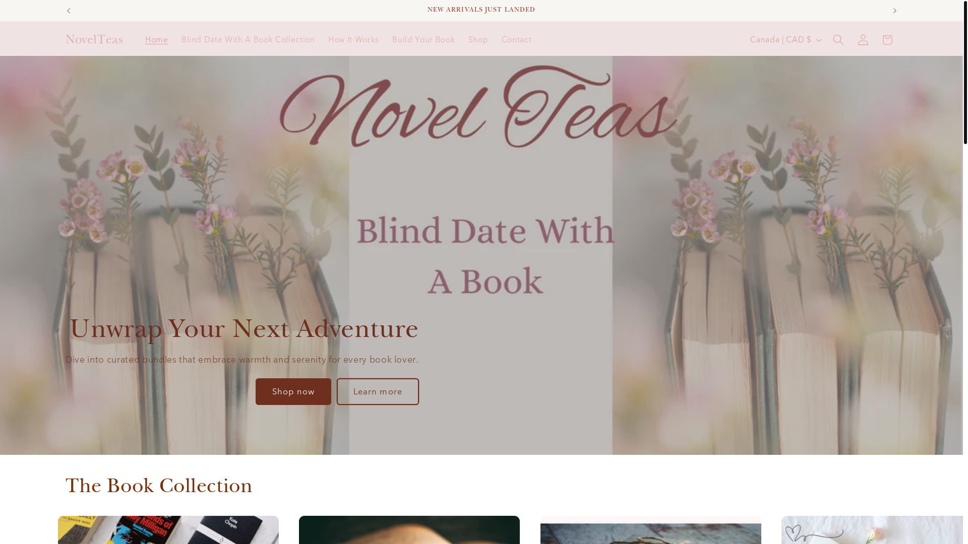 website screenshot of https://novelteas.ca/