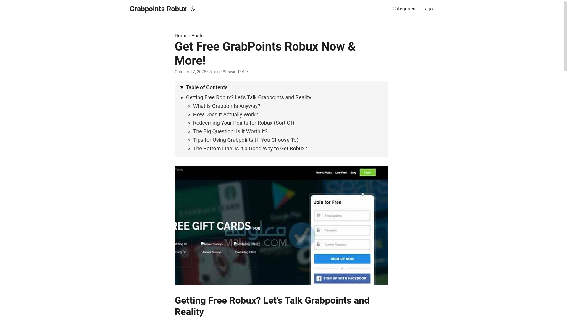 website screenshot of https://grabpoints-robux.pages.dev/