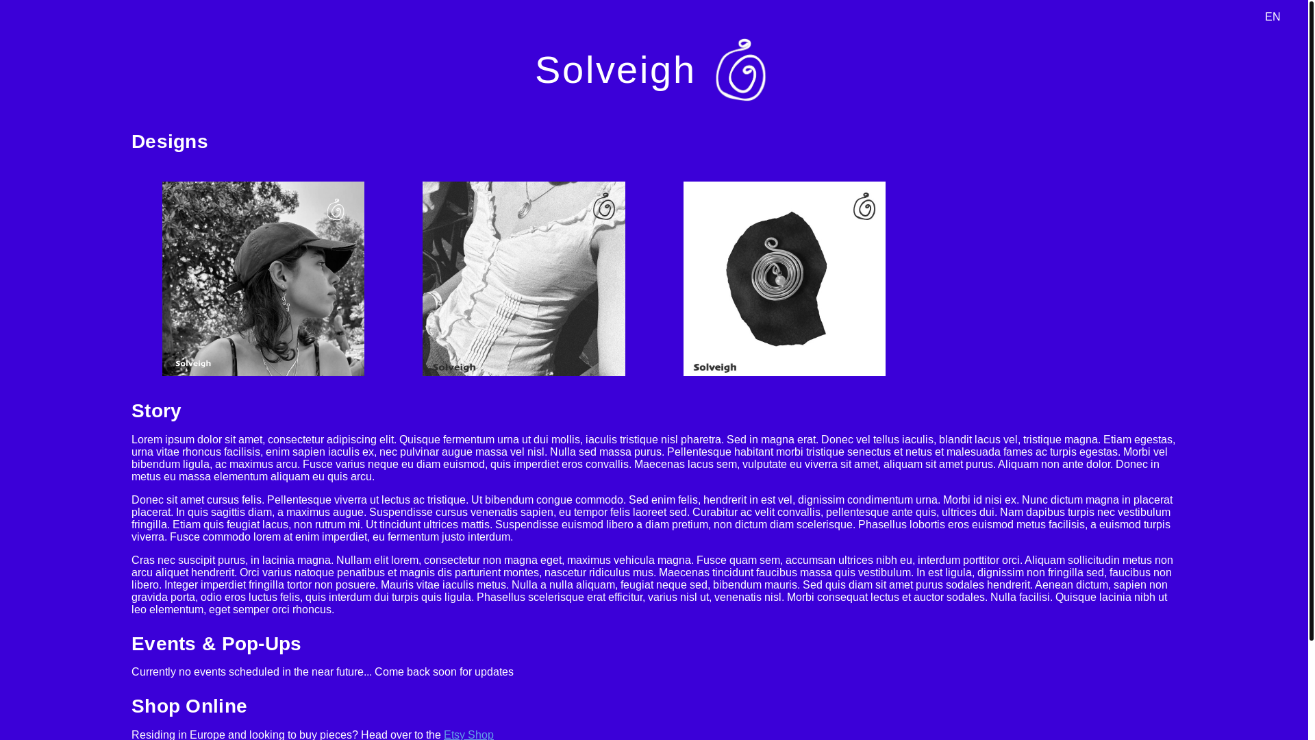 website screenshot of https://solveighjewellery.com/