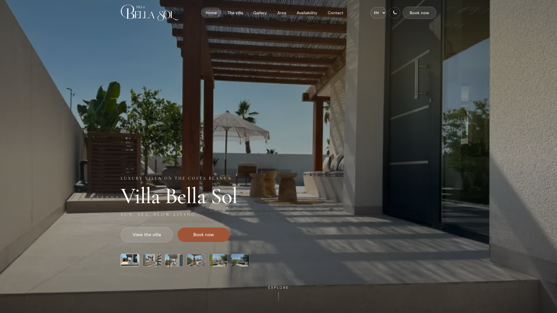 website screenshot of https://villabellasol.online/