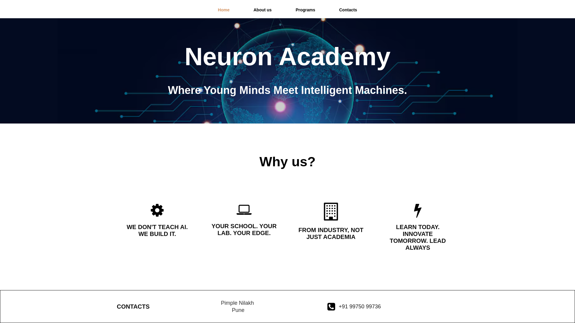 website screenshot of https://neuronacademy.academy/