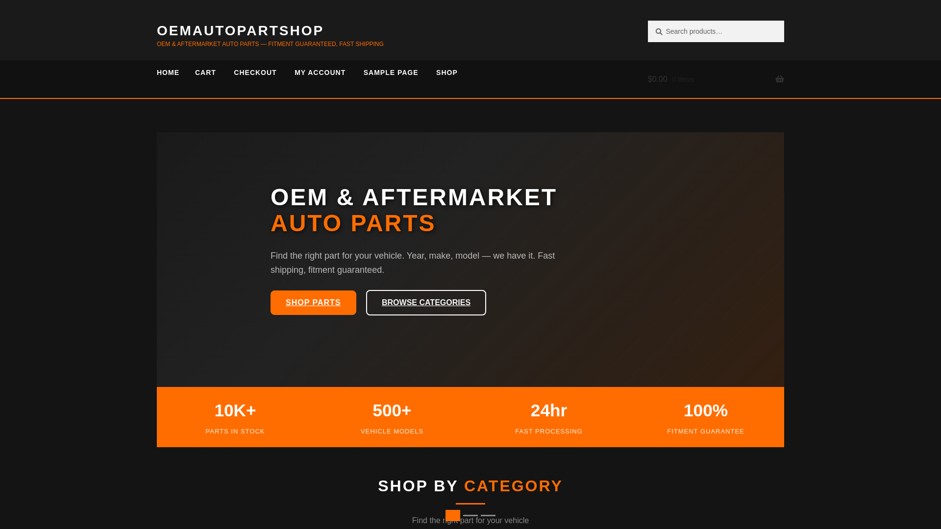 website screenshot of https://oemautopartshop.com
