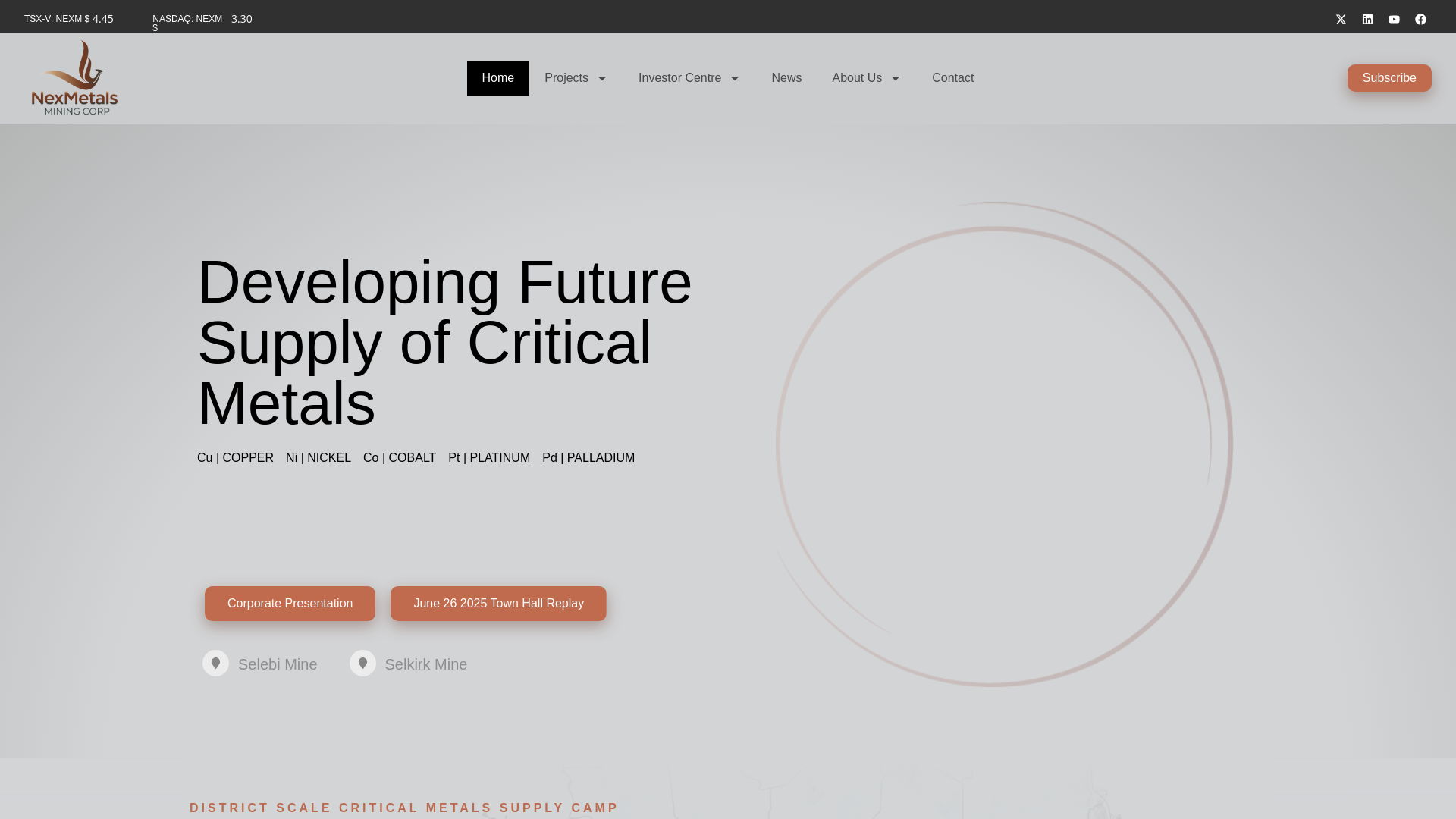 website screenshot of https://nexmetalscorp.com