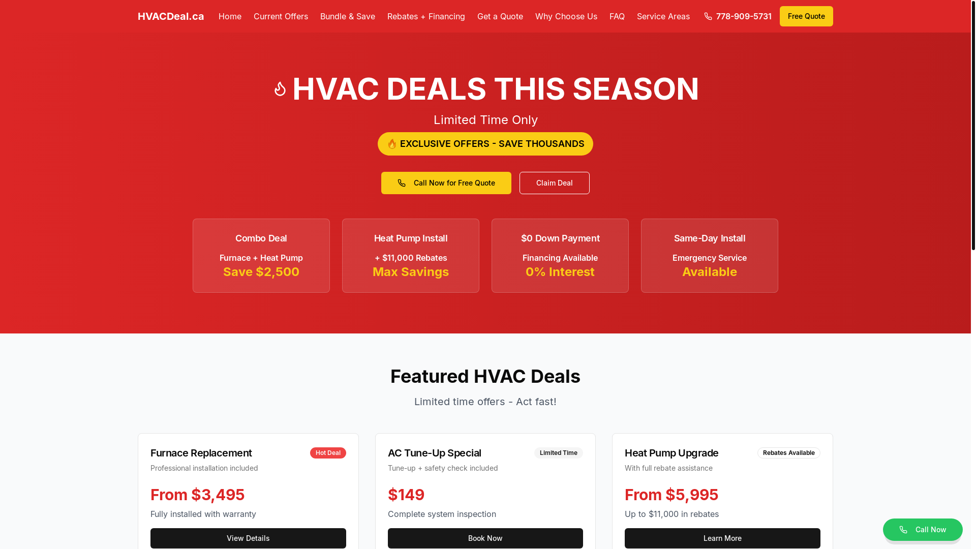 website screenshot of https://hvacdeal.ca/
