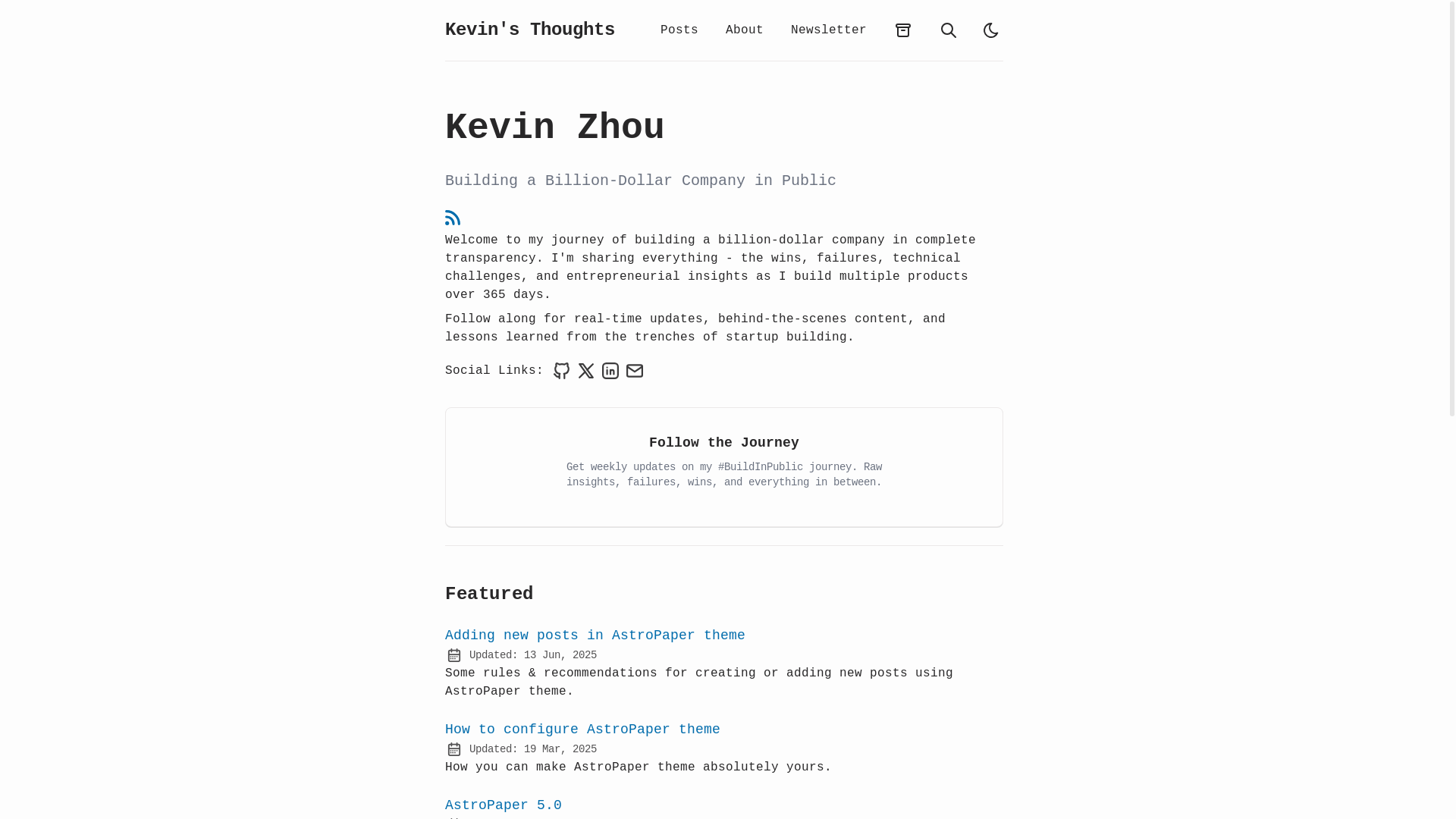 website screenshot of https://kevinsthoughts.pages.dev/