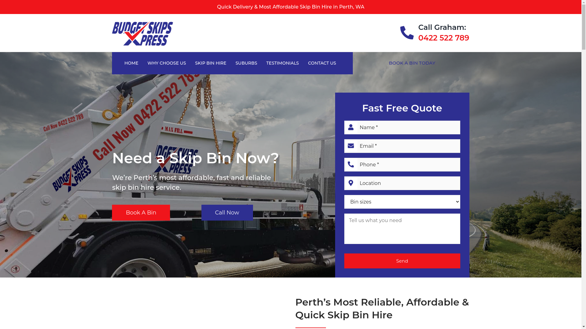 website screenshot of https://budgetskipsexpress.online/