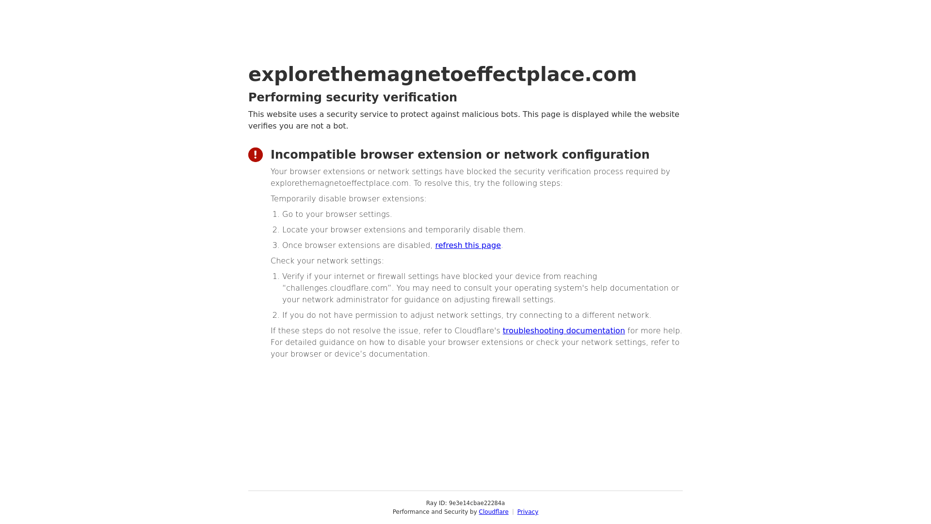 website screenshot of https://explorethemagnetoeffectplace.com/