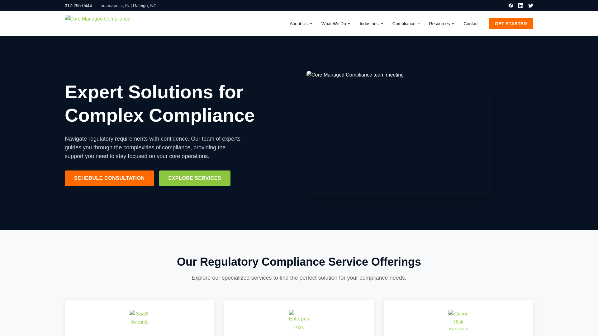 website screenshot of https://coremanagedcompliance.pages.dev/