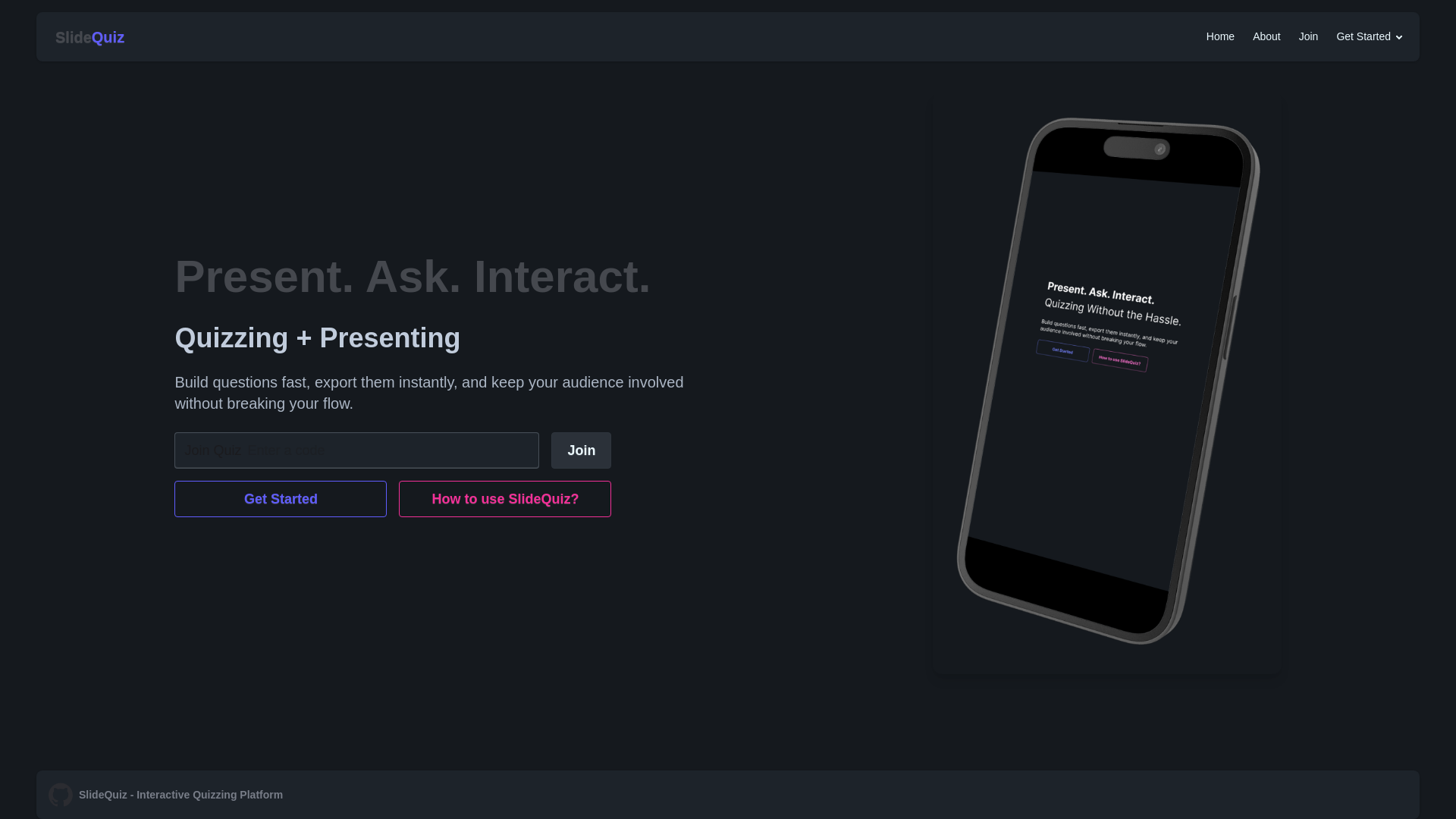 website screenshot of https://slidequiz.ca/