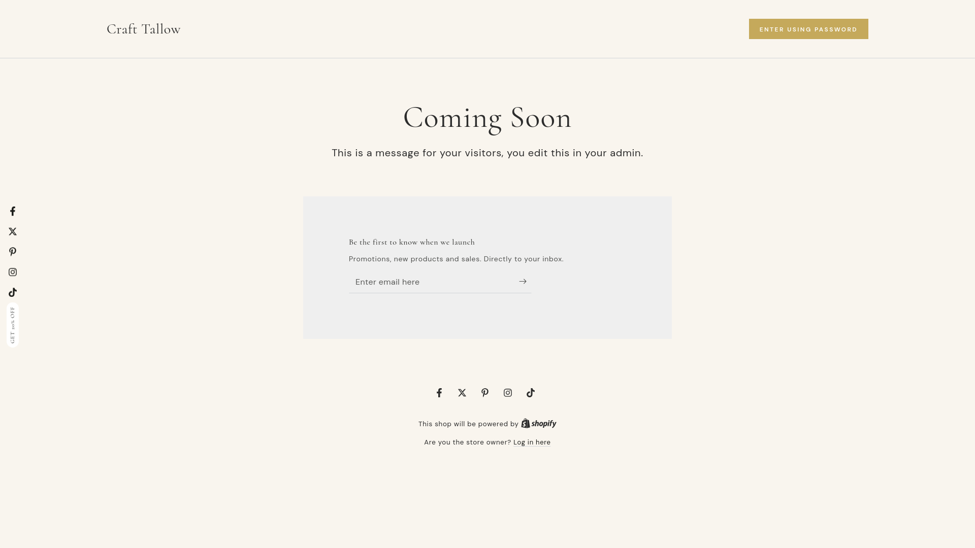 website screenshot of https://crafttallow.com/