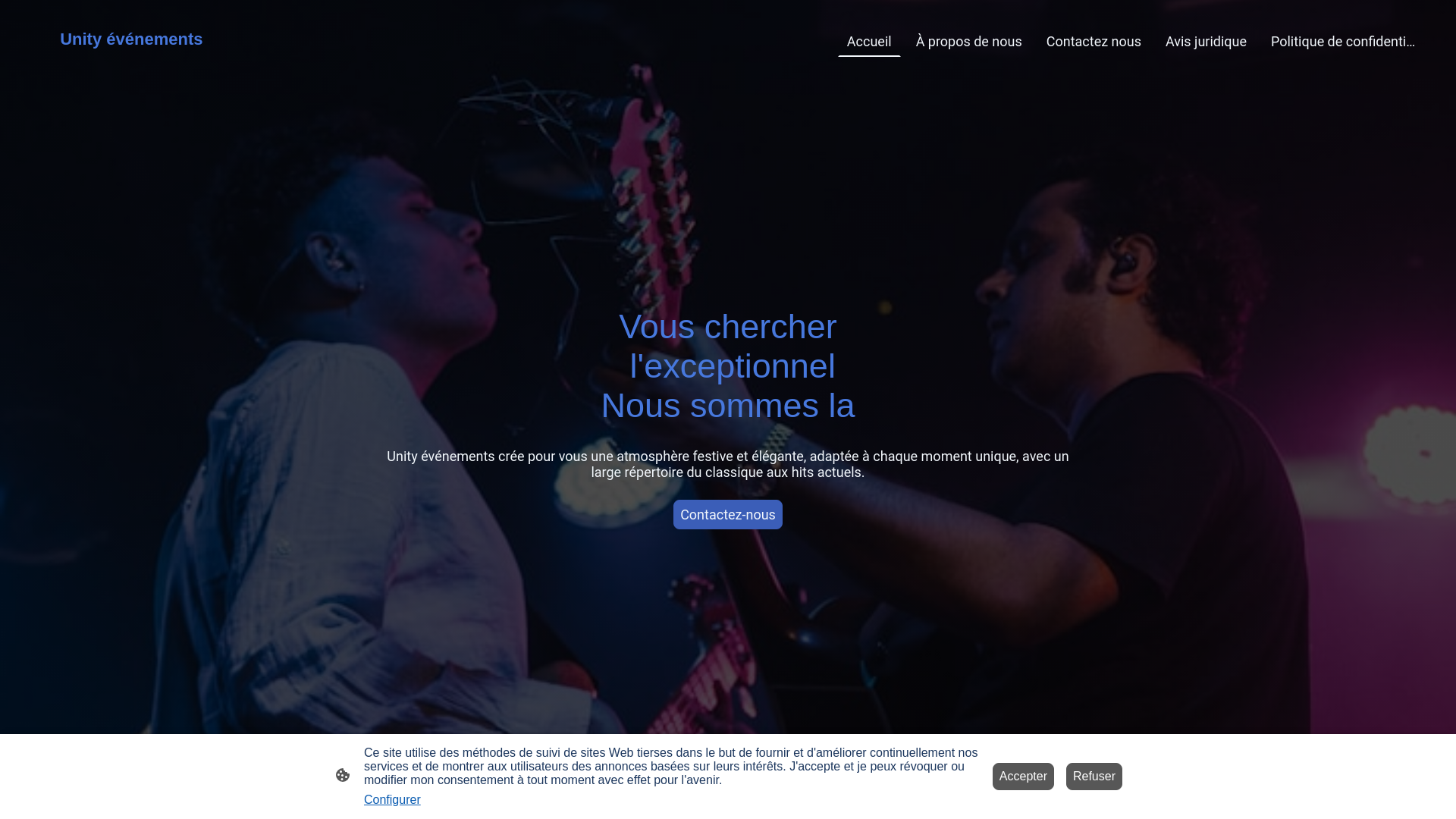 website screenshot of https://unityevent.fr/