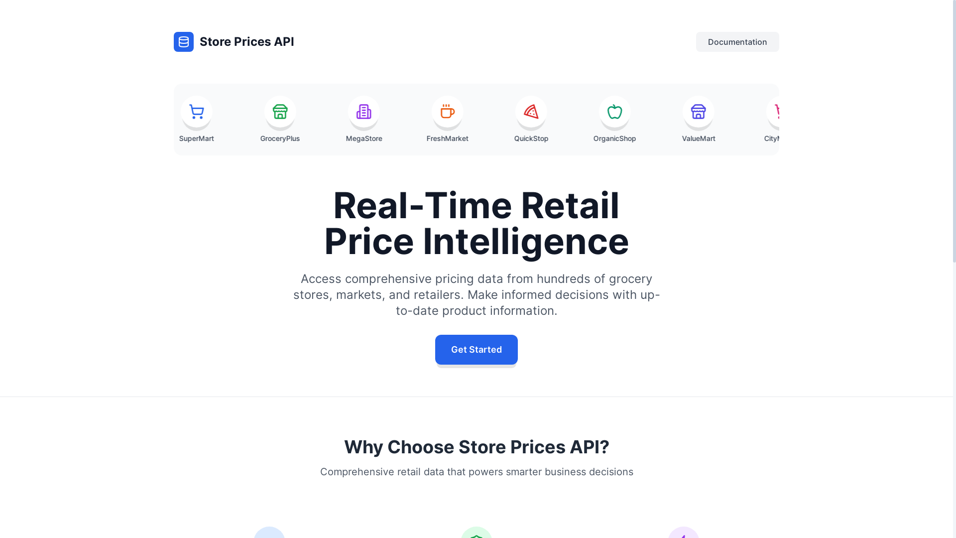 website screenshot of https://pricesapi.uk/