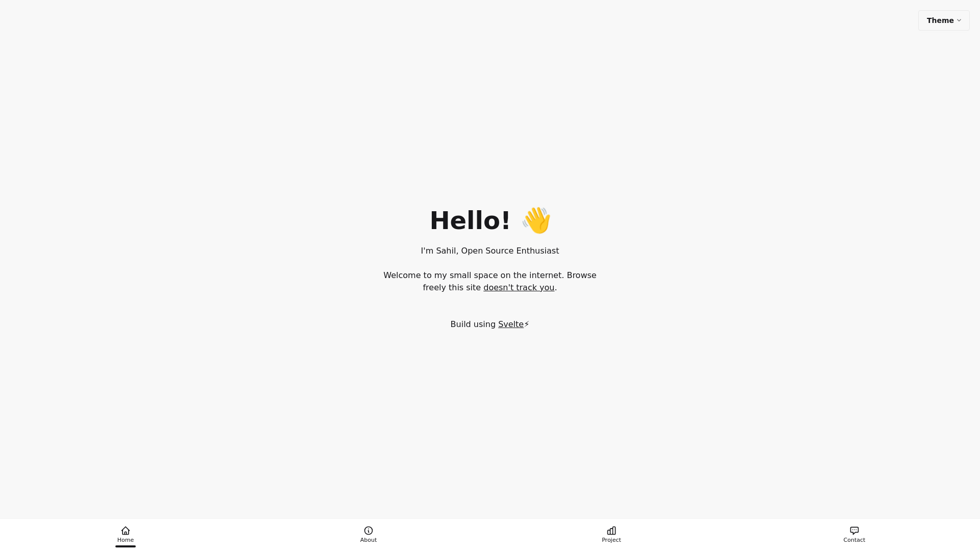 website screenshot of https://sahil.world/