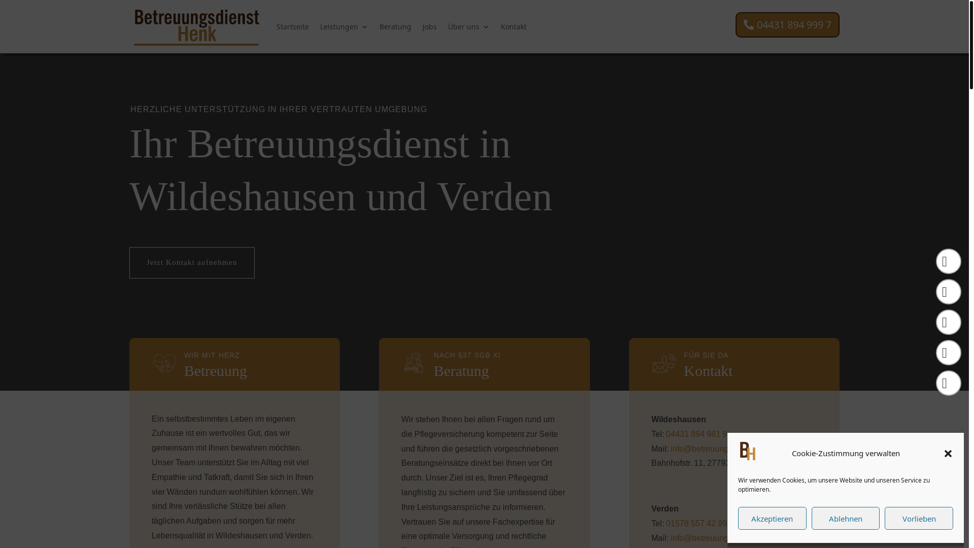 website screenshot of https://betreuungsdienst-henk.de/