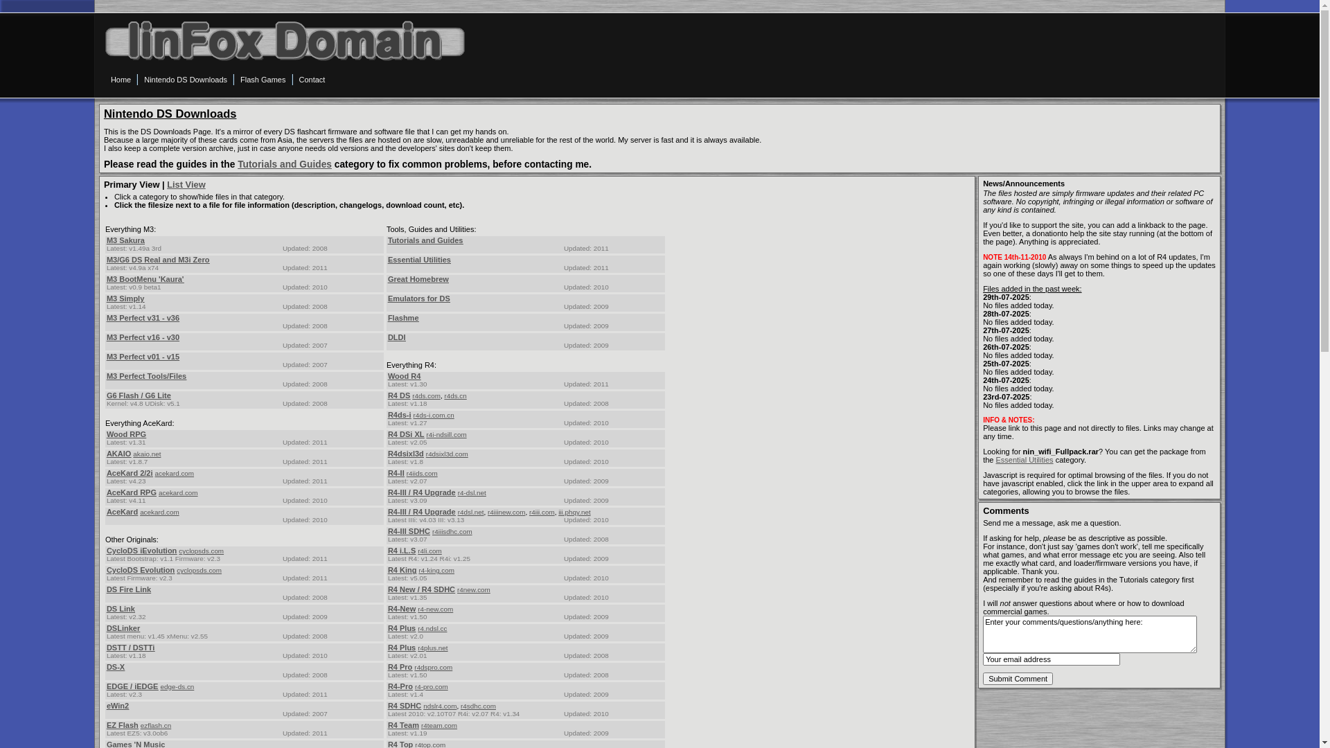 website screenshot of https://www.linfoxdomain.com/nintendo/ds/