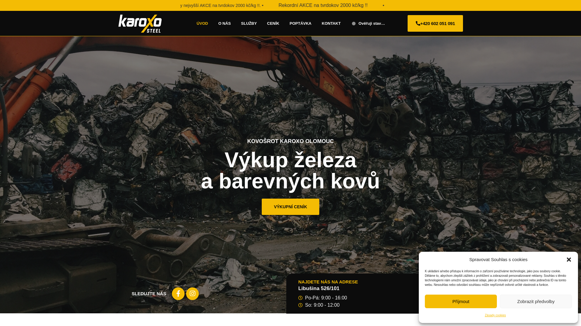 website screenshot of https://kovosrott.cz