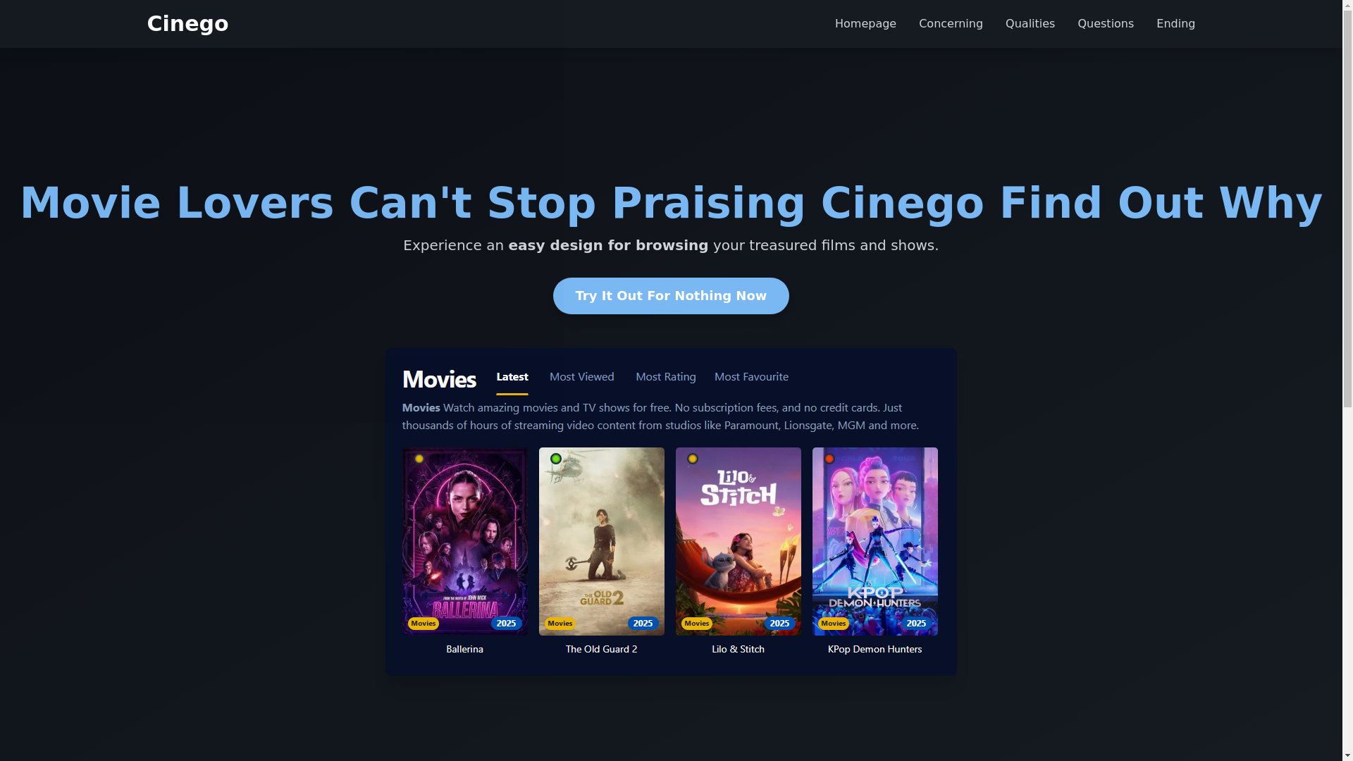 website screenshot of https://cinego-nm8t.pages.dev/