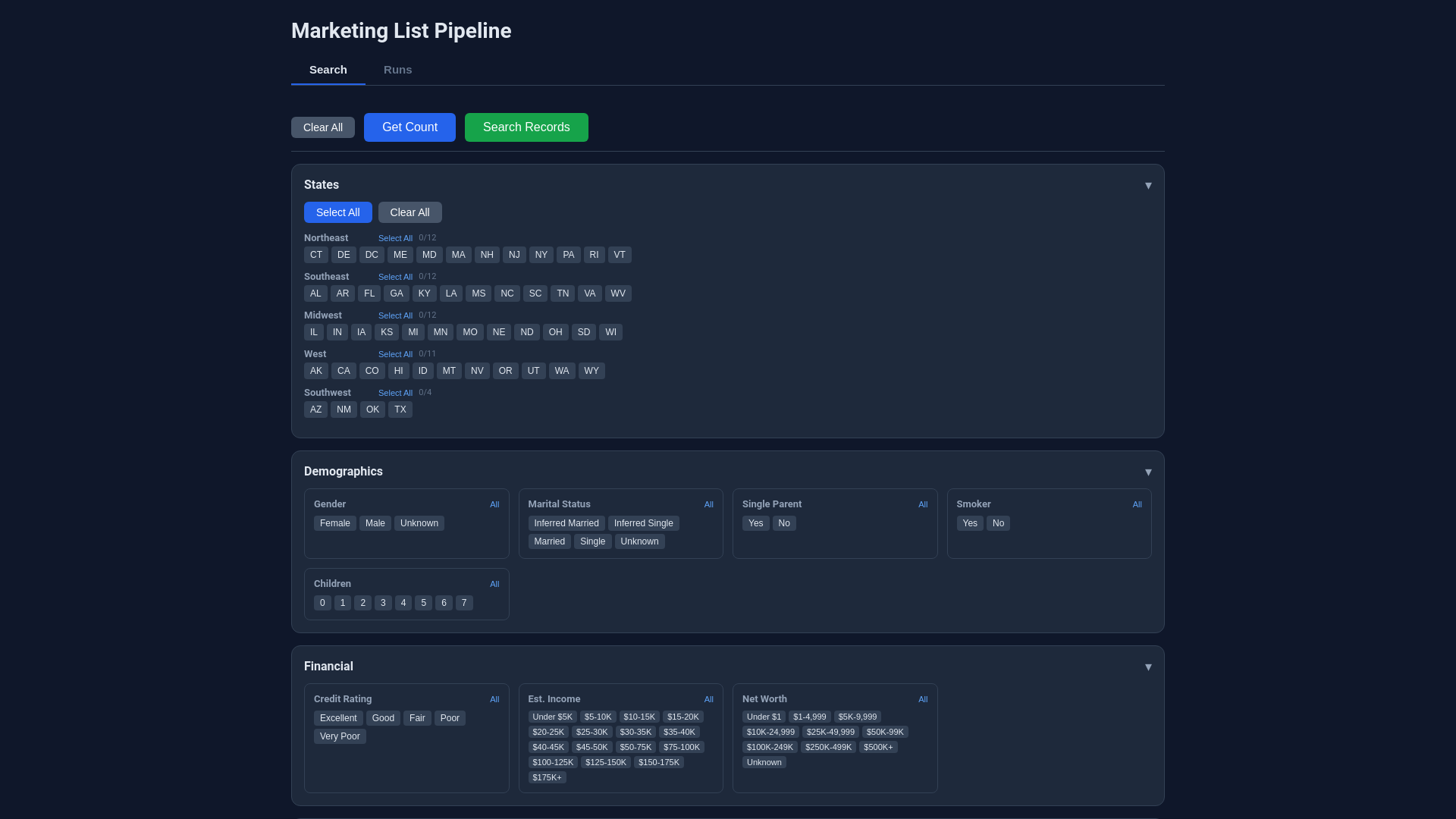website screenshot of https://marketing-list-dashboard.pages.dev/