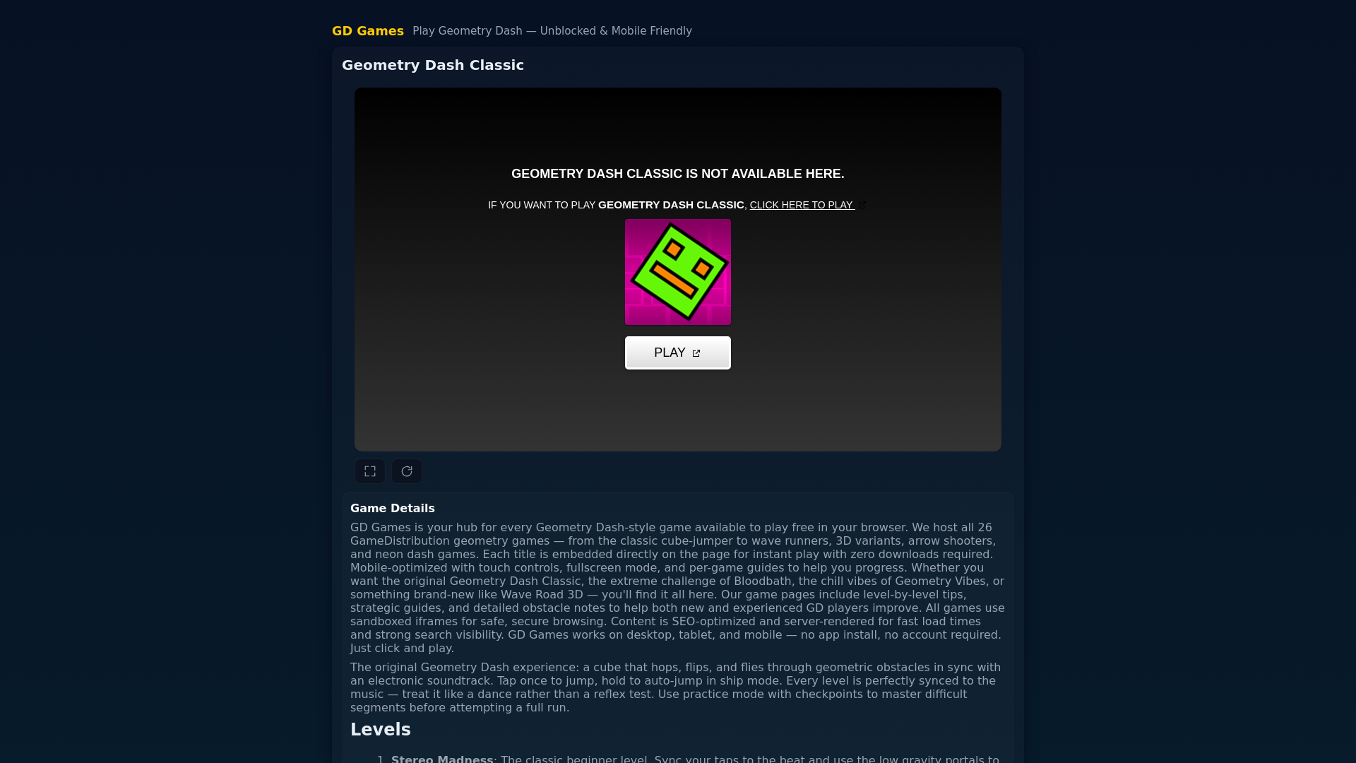 website screenshot of https://geometry-dash-gd-poki2.pages.dev/